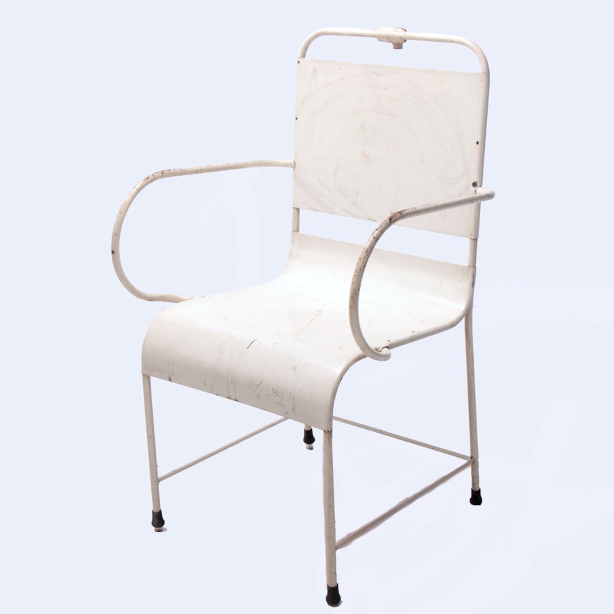 A.S. Aloe Co., White-Painted Steel Medical Exam Chair, 2nd Quarter 20th Century