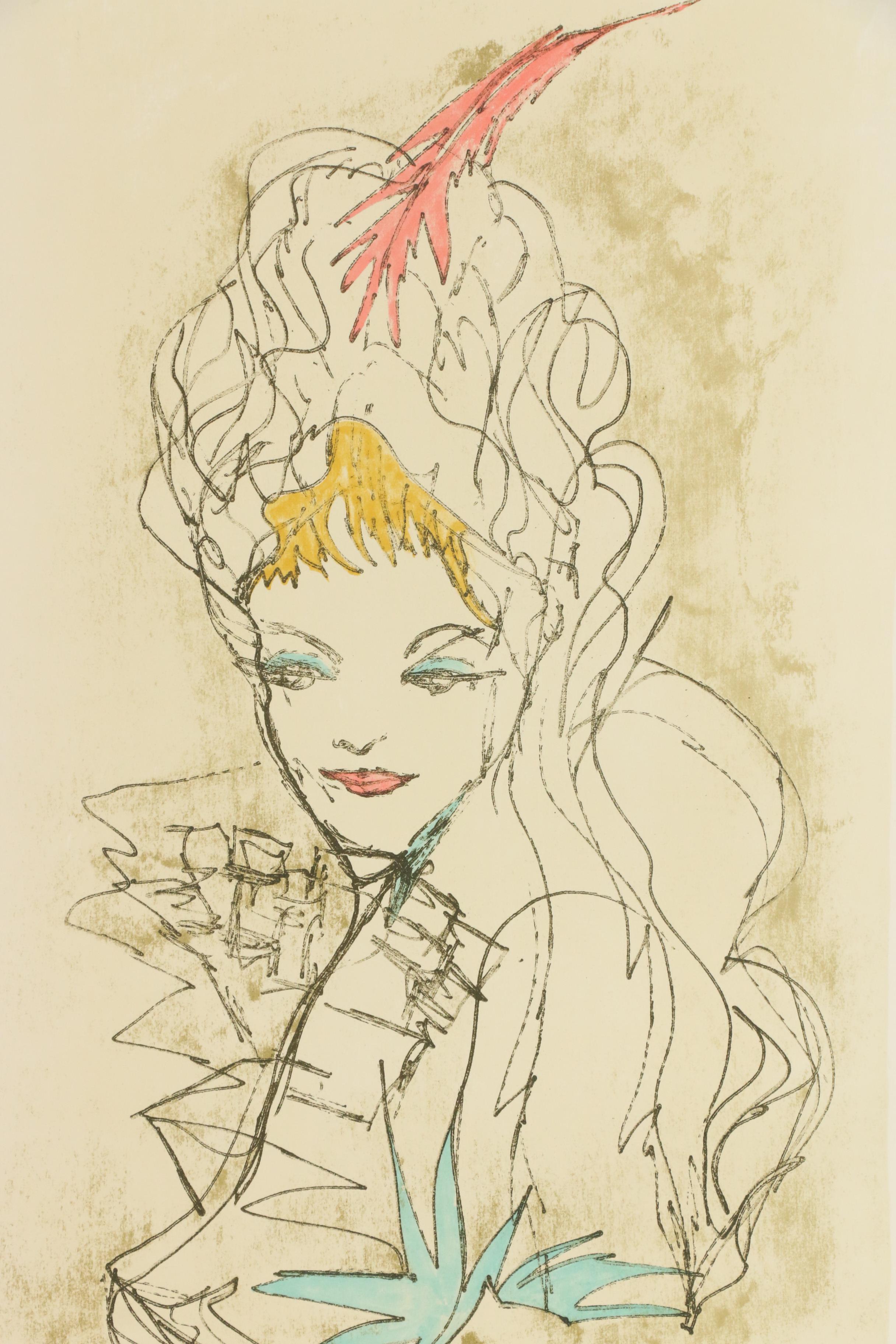 Ernest Leroy "Lobo" Nocho Artist's Proof Lithograph "Red Feather"