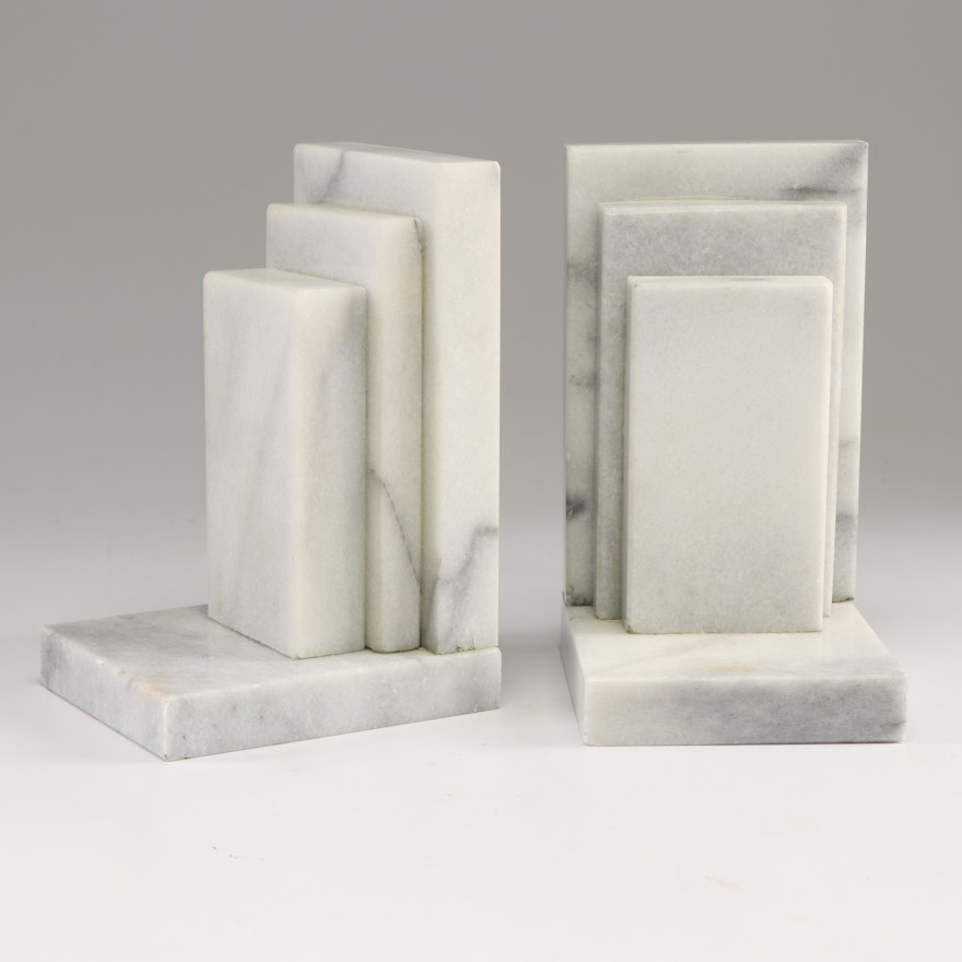 Stacked Marble Bookends