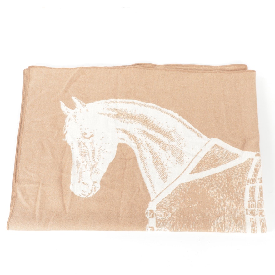 Peruvian Woven Alpaca Throw Blanket with Reversible Horse Design