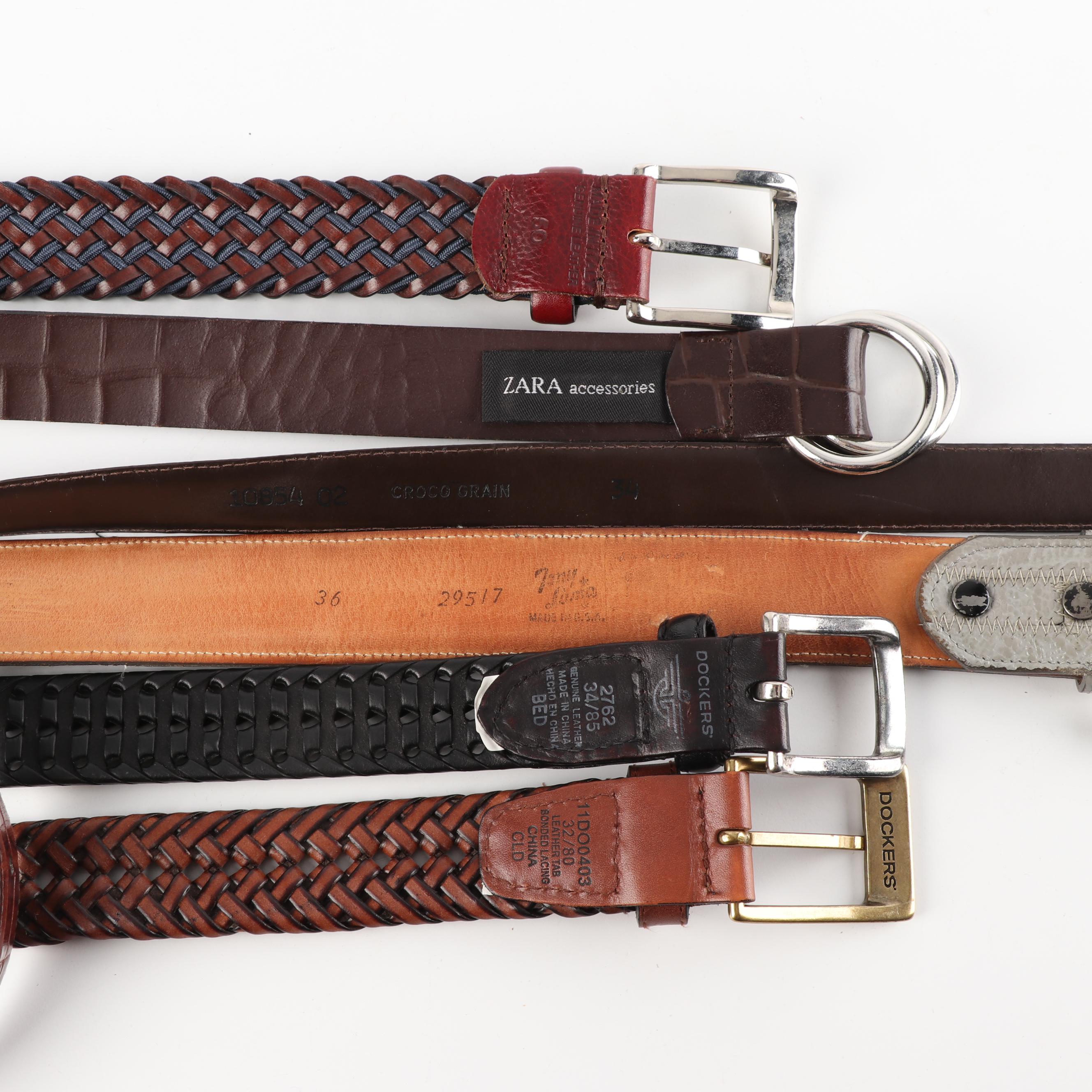 Men's Belts Including Prada, Tony Lama, J.Crew, Aldo and Levi's