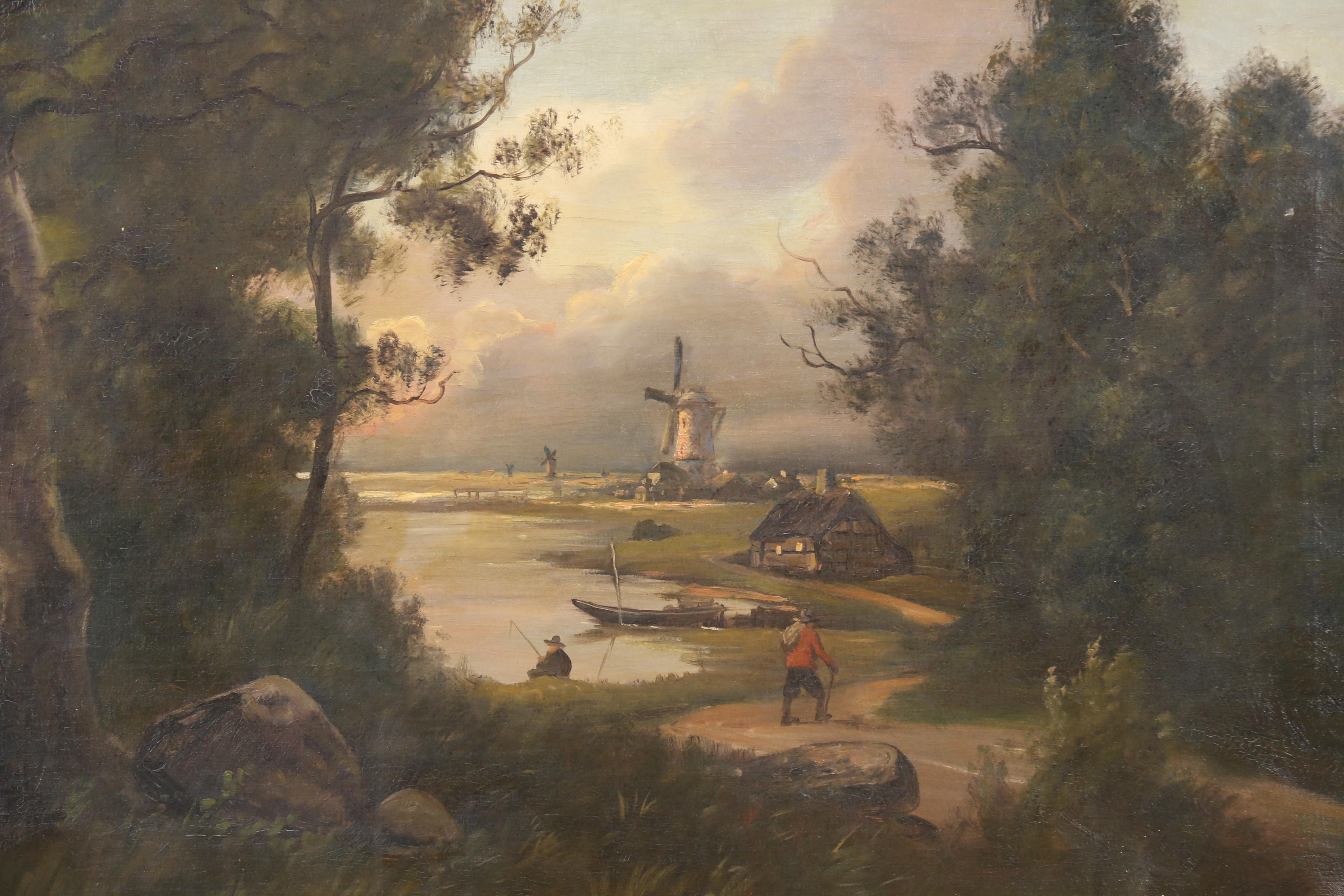 Dutch School Style Landscape Oil Painting