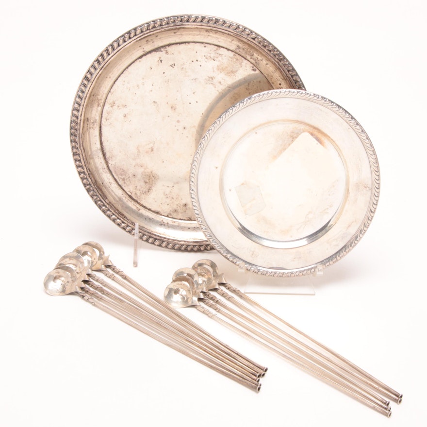 Cartier Sterling Silver Serving Tray, Sterling Silver Stir Straws and More