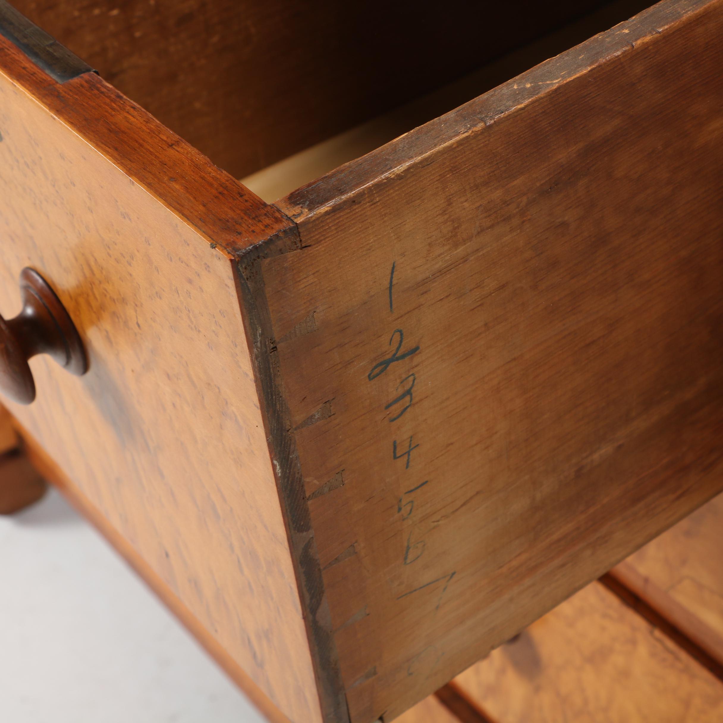 American Empire Bird's-Eye Maple and Walnut Bonnet Chest, Mid 19th Century