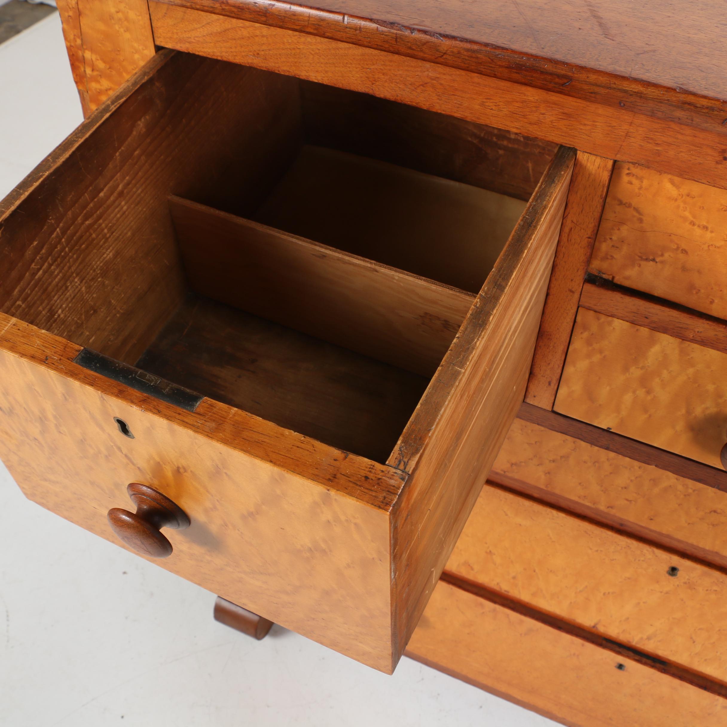 American Empire Bird's-Eye Maple and Walnut Bonnet Chest, Mid 19th Century