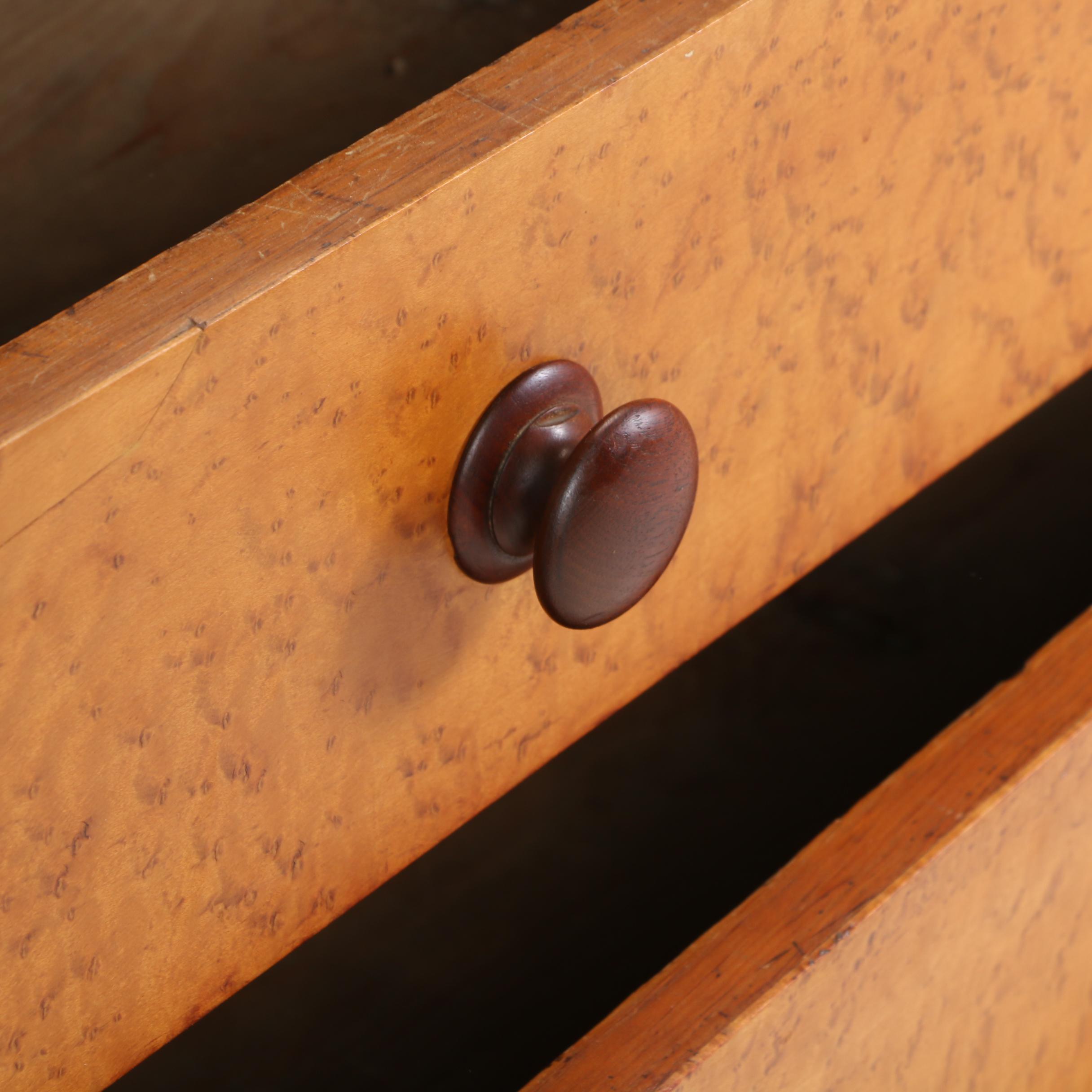American Empire Bird's-Eye Maple and Walnut Bonnet Chest, Mid 19th Century