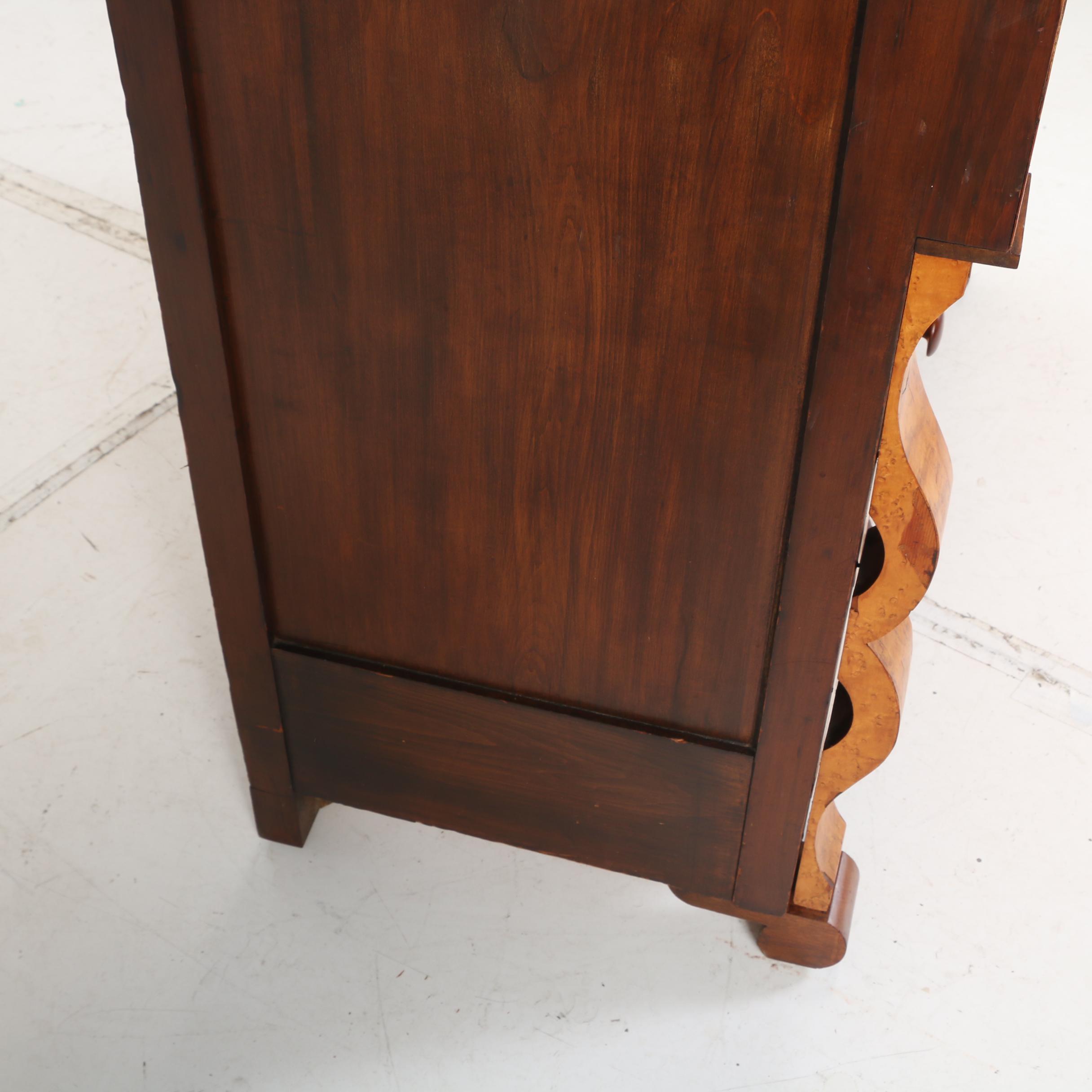 American Empire Bird's-Eye Maple and Walnut Bonnet Chest, Mid 19th Century