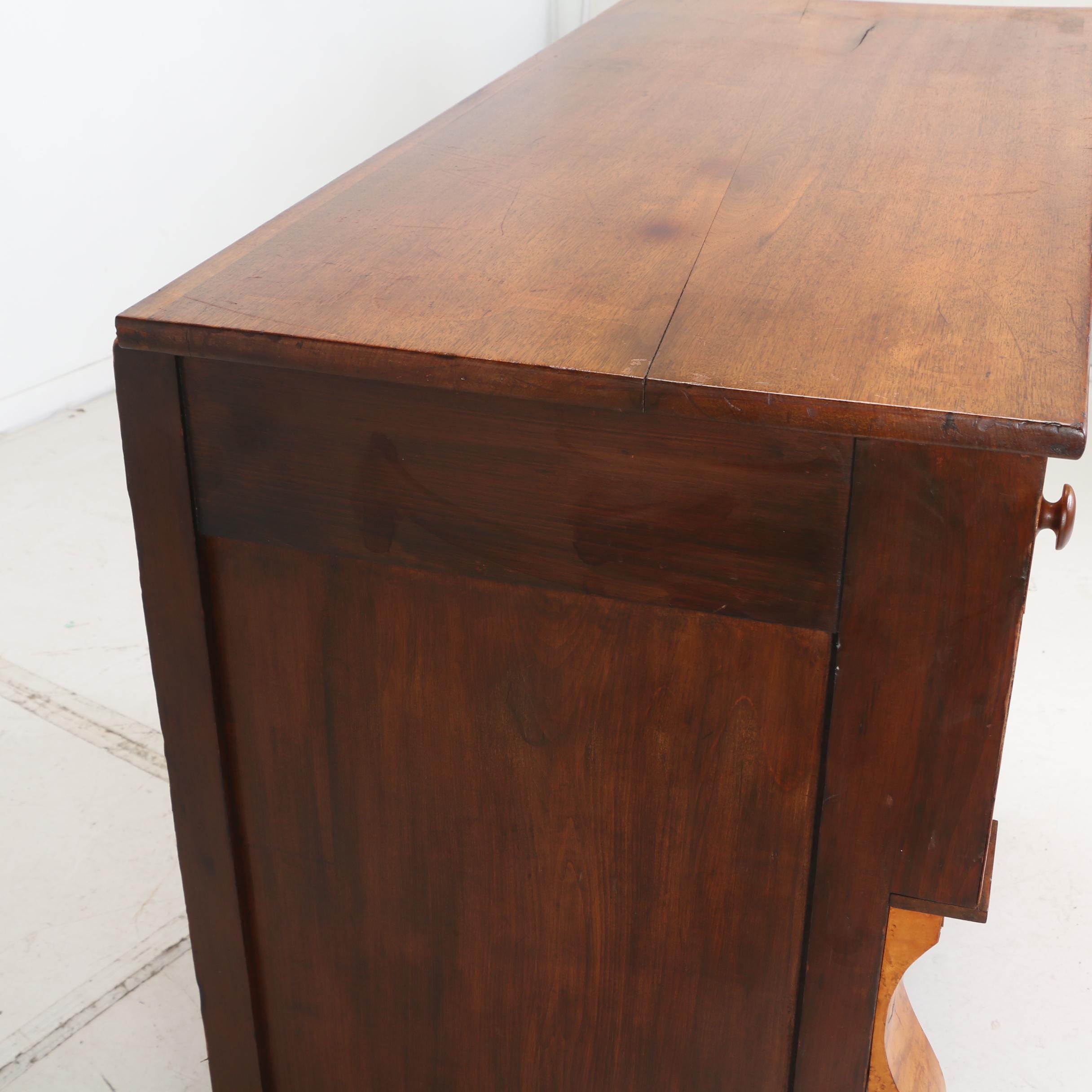 American Empire Bird's-Eye Maple and Walnut Bonnet Chest, Mid 19th Century