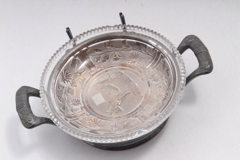 Antique Reed & Barton Silver Plate Butter Dishes with Original Glass Inserts