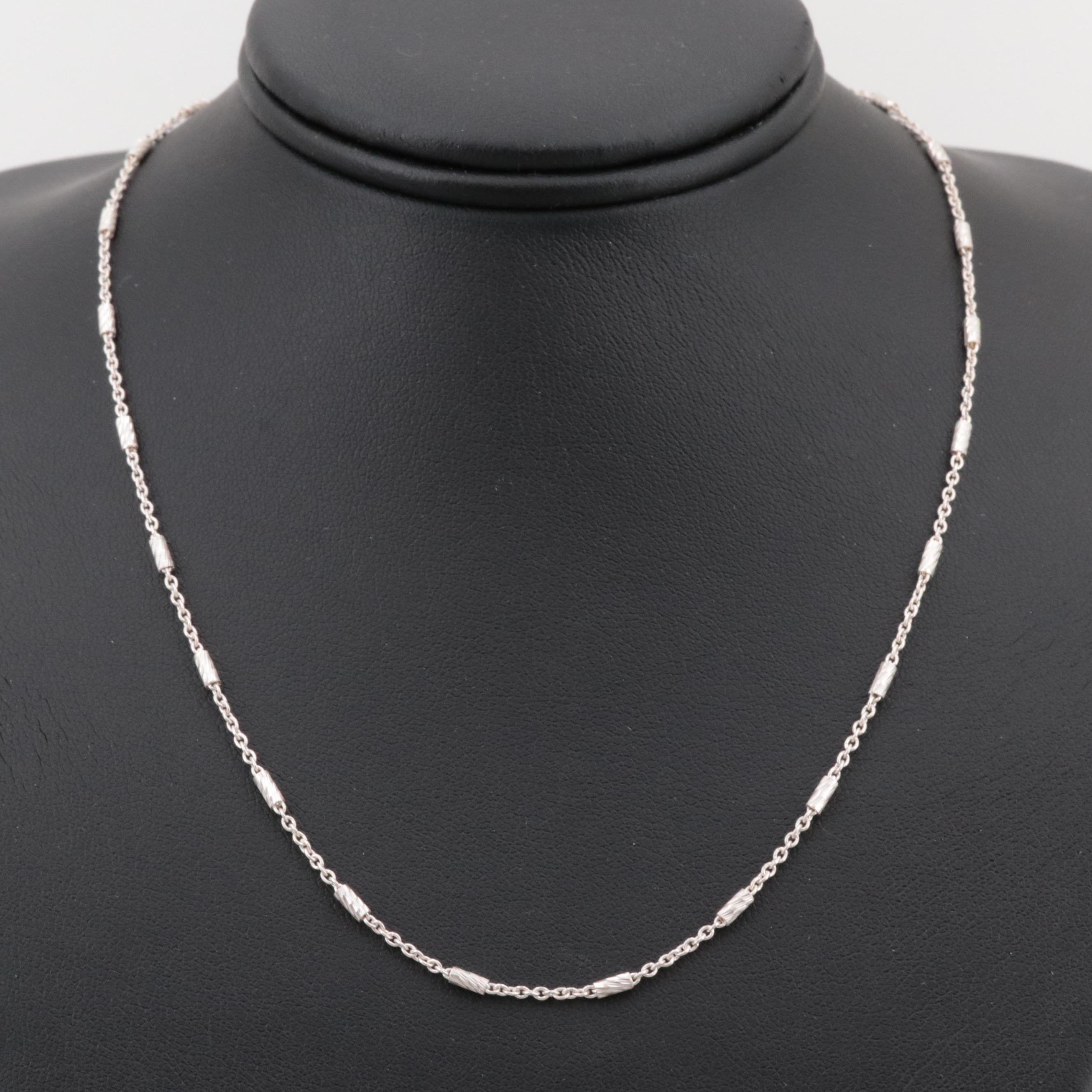 Sterling Silver Cable Necklace with Tube Bead Stations