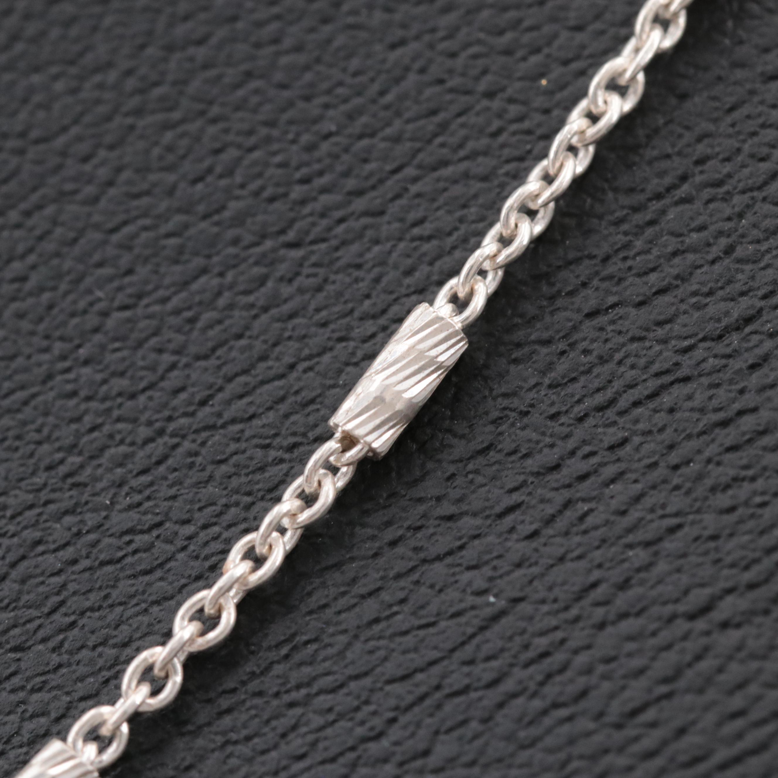 Sterling Silver Cable Necklace with Tube Bead Stations