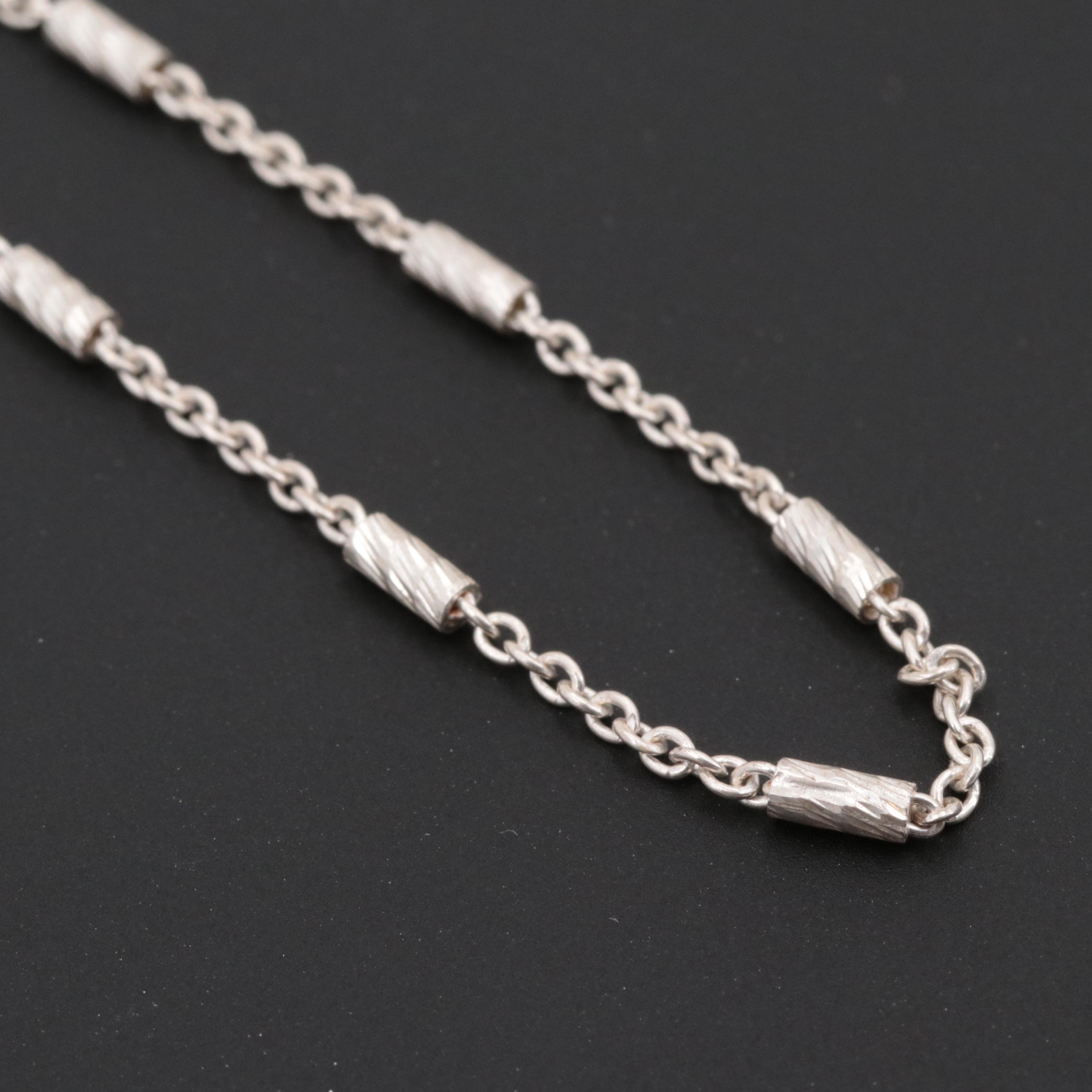 Sterling Silver Cable Necklace with Tube Bead Stations