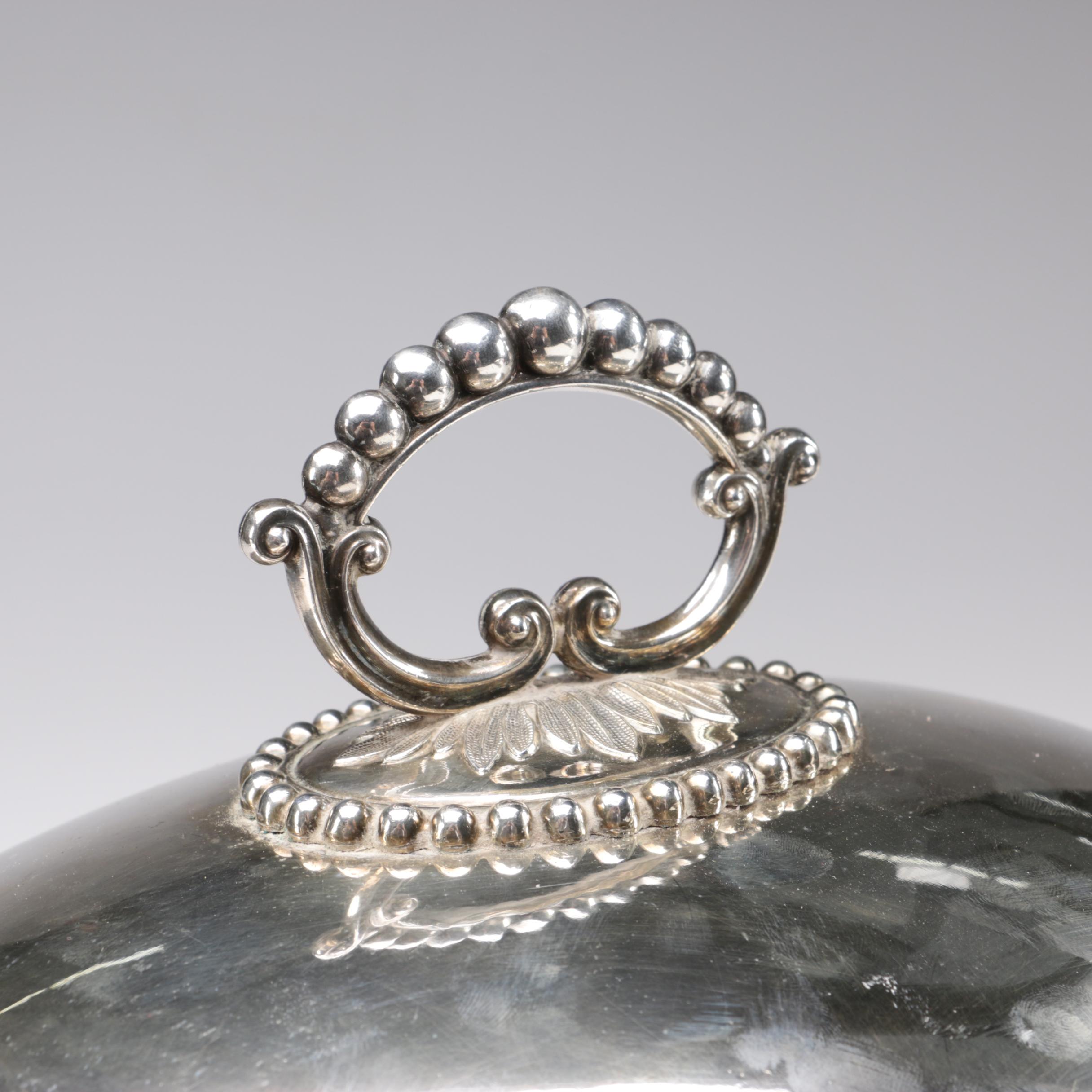 Engraved Silver-Plated Cloche, Mid-Century