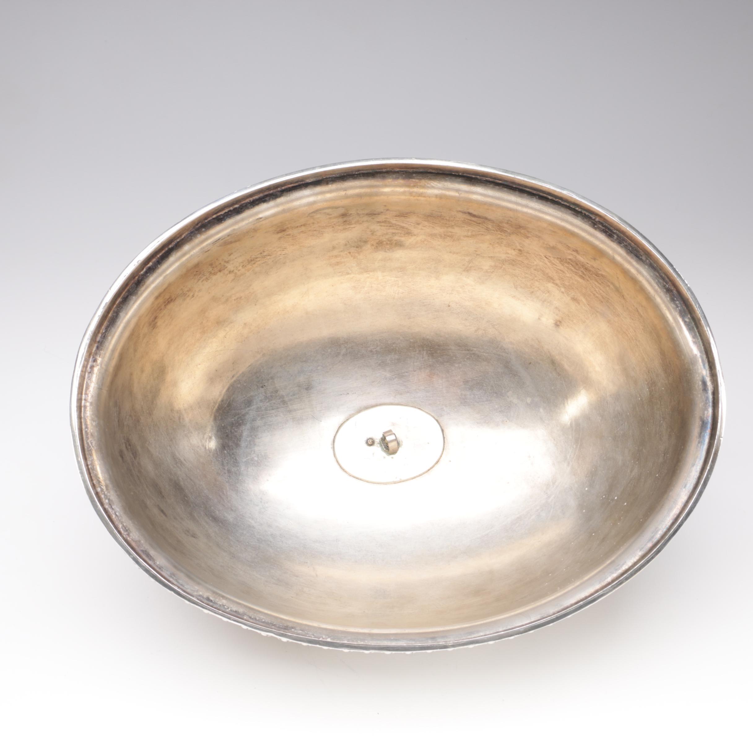 Engraved Silver-Plated Cloche, Mid-Century