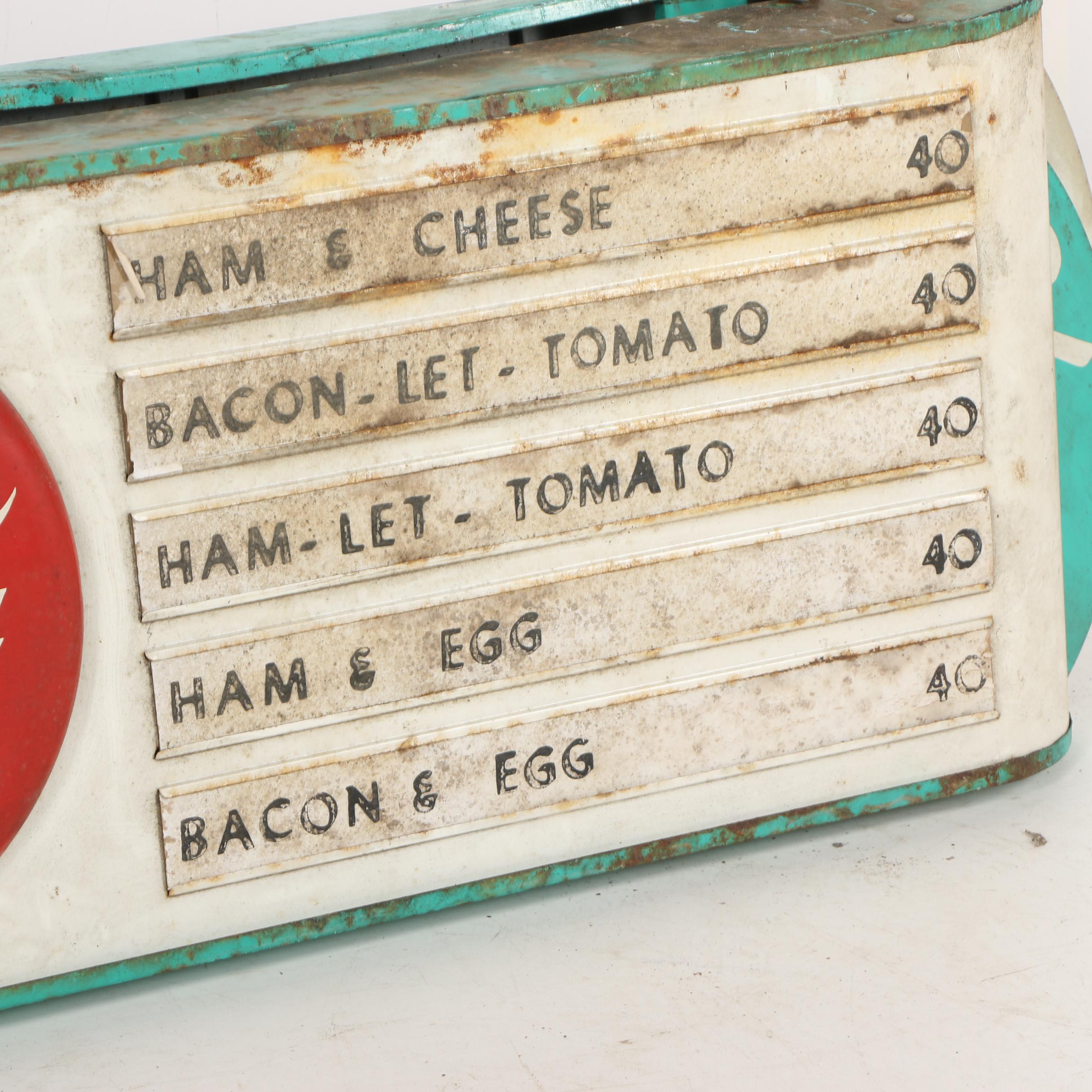 Metal Menu Board with Round Coca-Cola Sign