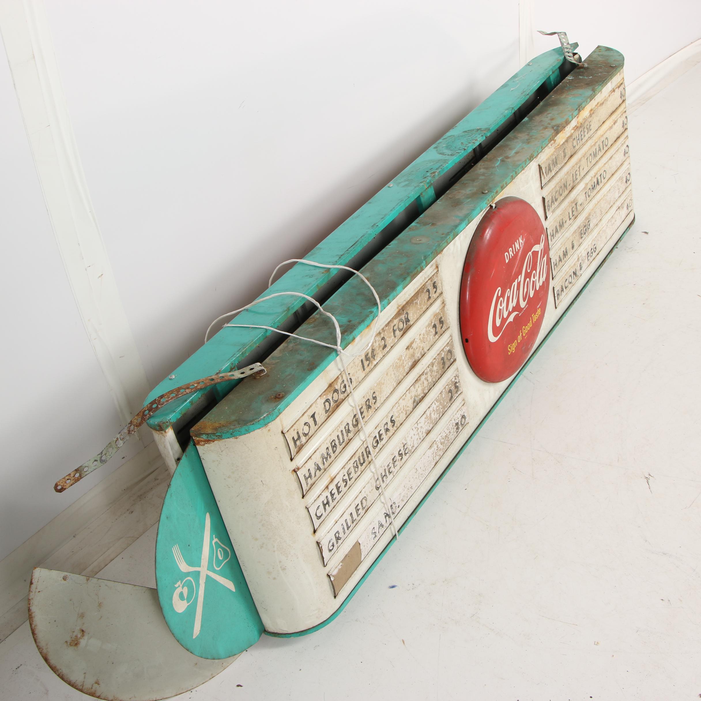 Metal Menu Board with Round Coca-Cola Sign