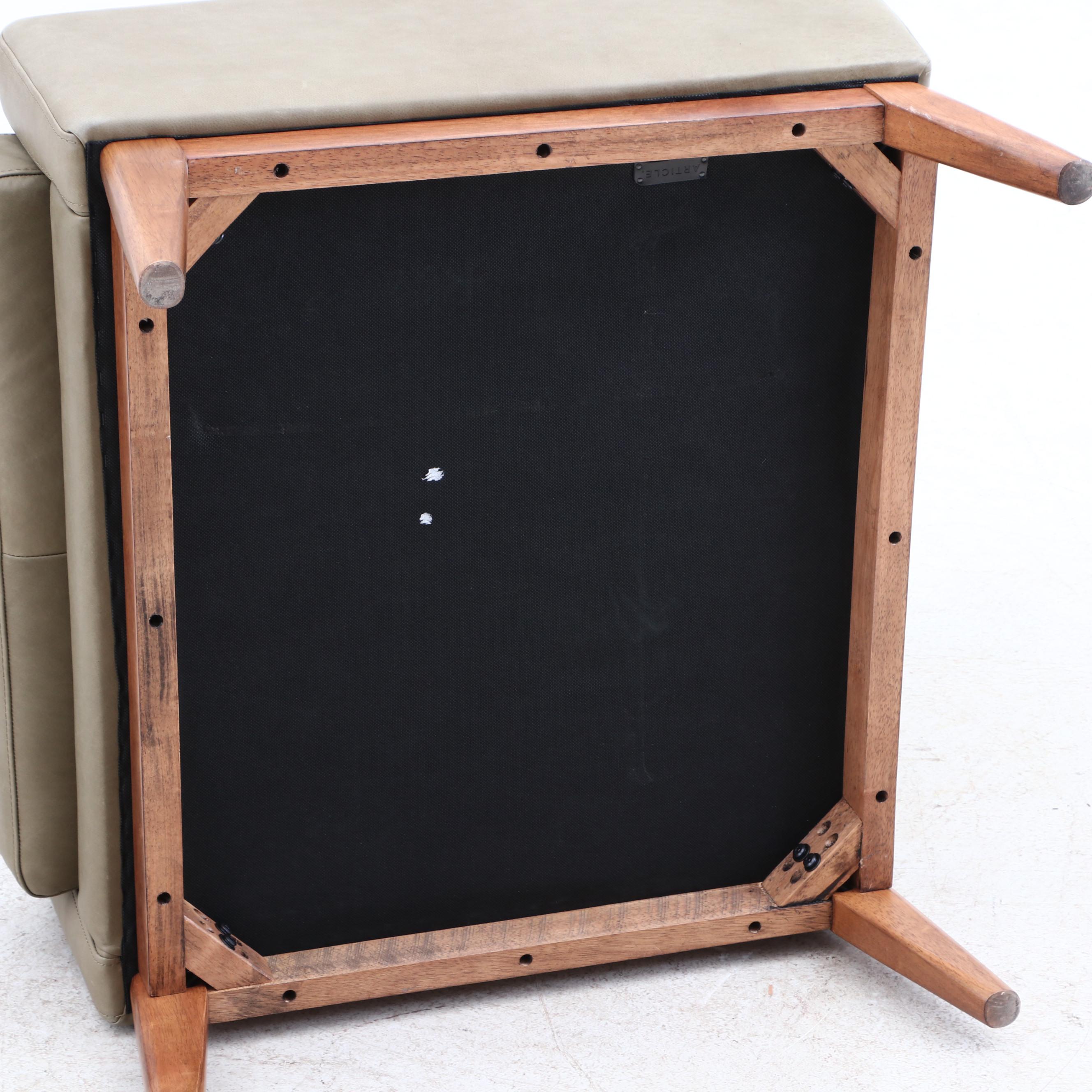 Green Leather Upholstered Accent Armchair