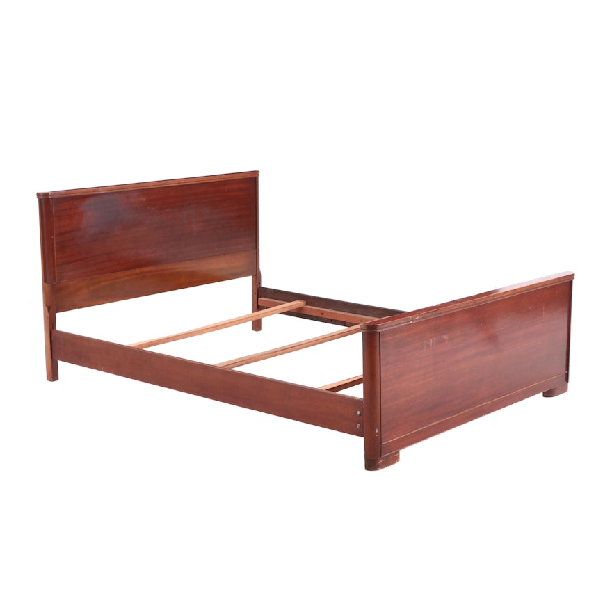 Vintage Full Size Bed Frame in Walnut with Slats