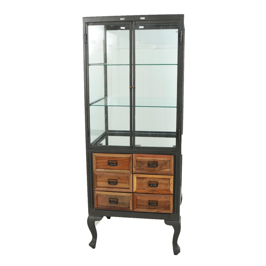 Industrial Style "Savile Row" Pine and Metal Display Case
