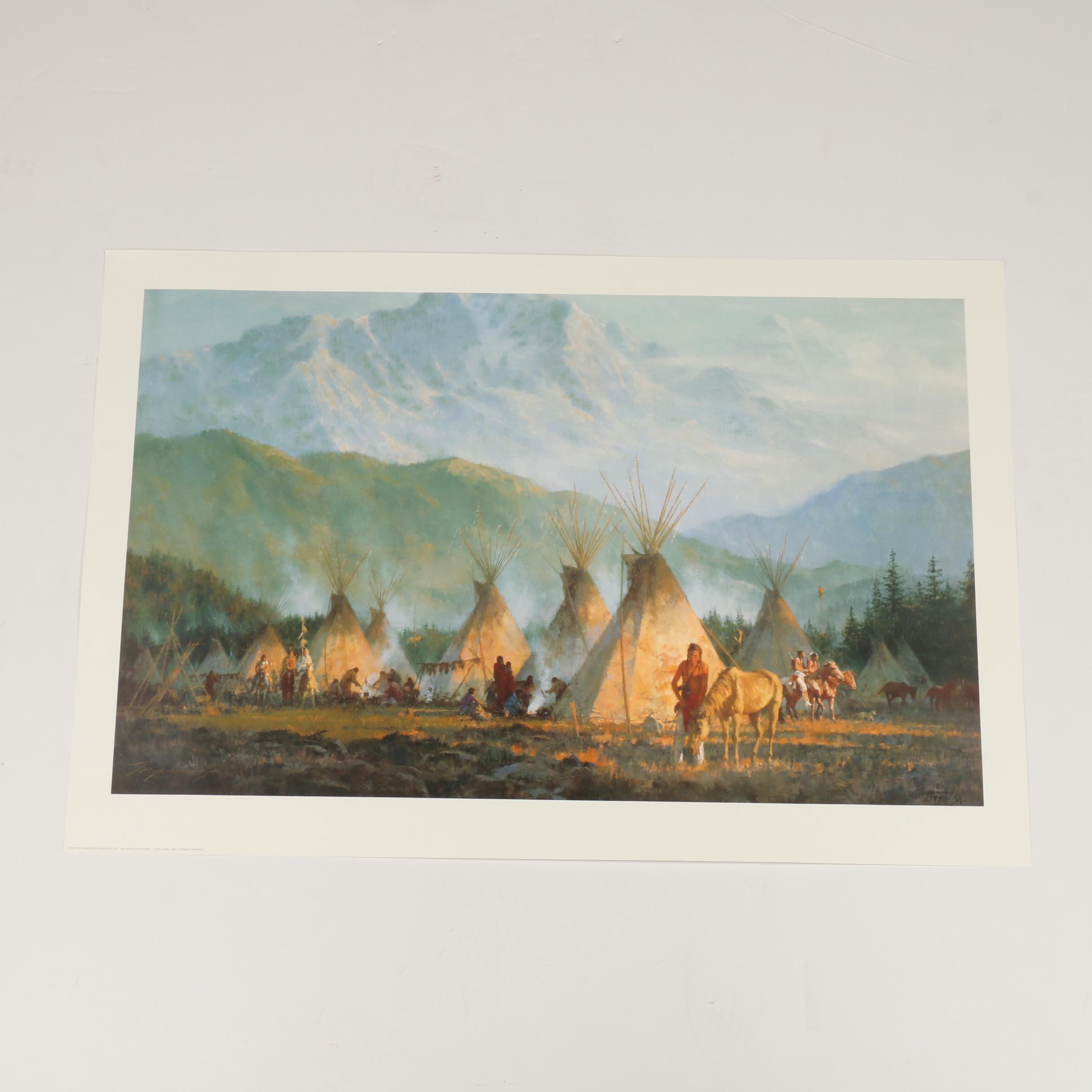 Howard Terpning Limited Edition Offset Lithograph "Crow Camp, 1864"