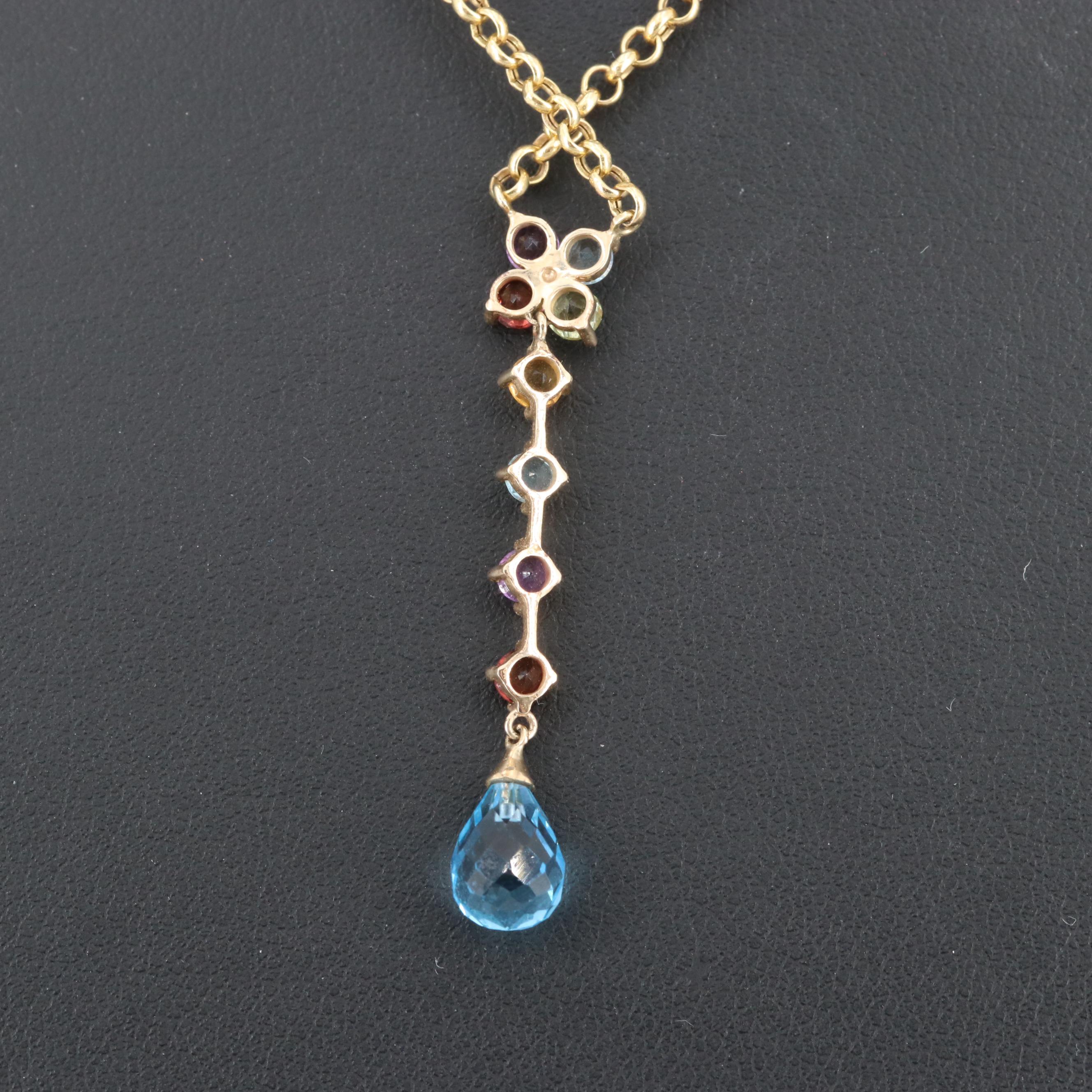 10K Yellow Gold Topaz, Garnet, Peridot and Citrine Necklace