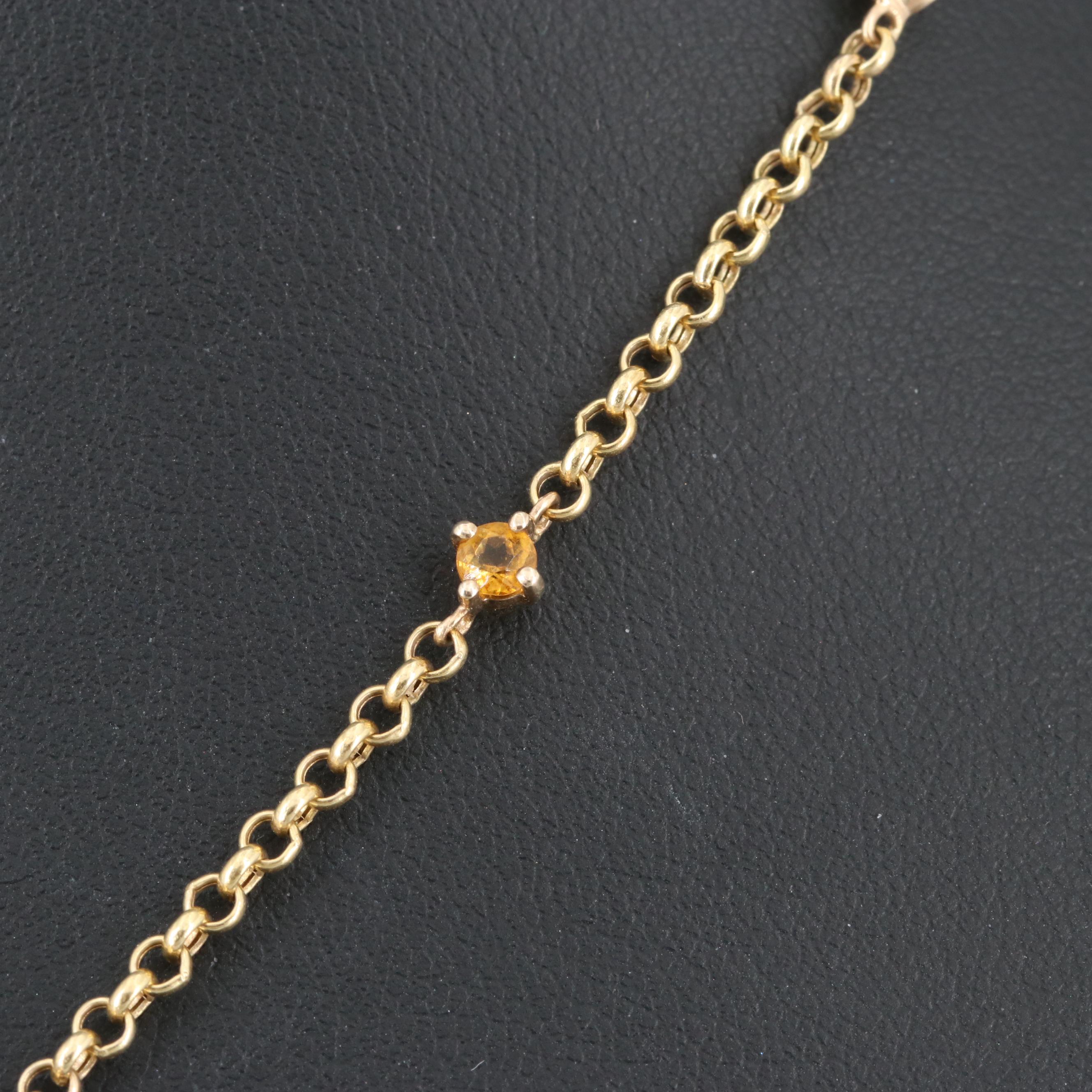 10K Yellow Gold Topaz, Garnet, Peridot and Citrine Necklace