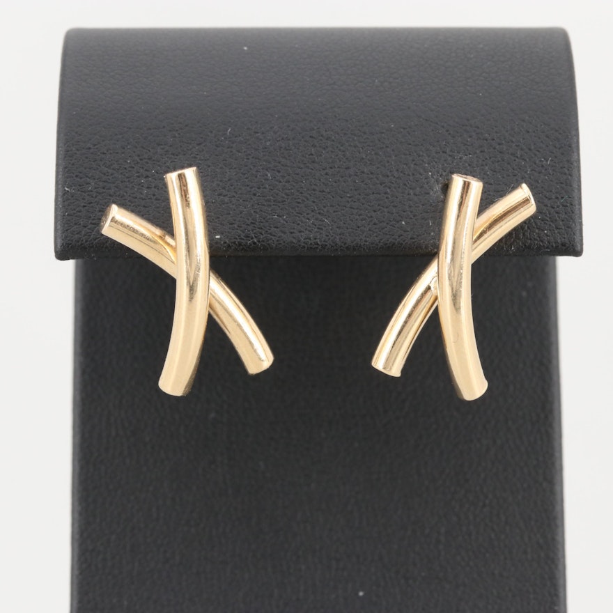 14K Yellow Gold "X" Earrings