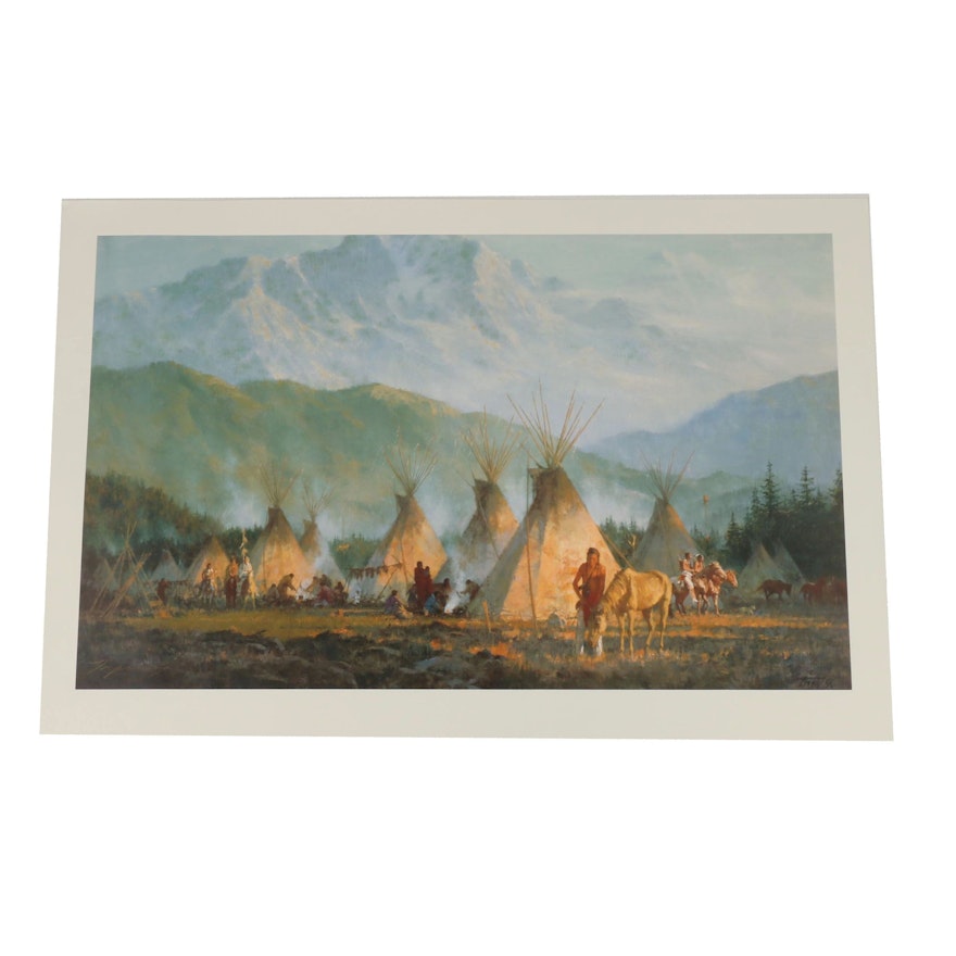 Howard Terpning Limited Edition Offset Lithograph "Crow Camp, 1864"