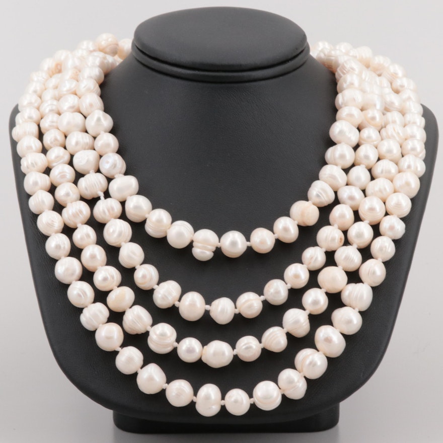 Hand Knotted Beaded Cultured Pearl Necklace
