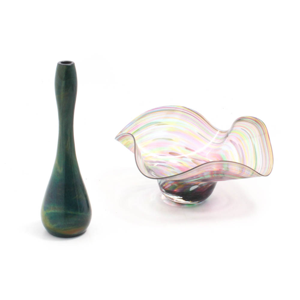 Art Glass Vase and Bowl