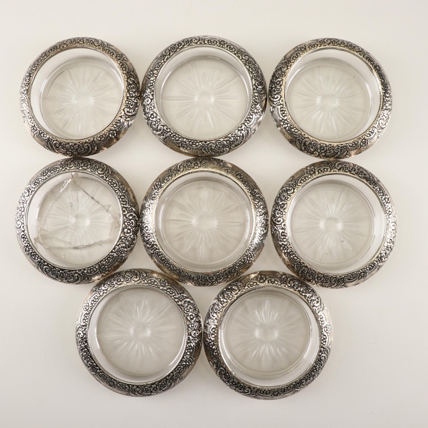 Frank M. Whiting American Sterling and Glass Coasters
