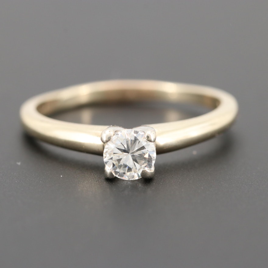 10K Yellow and White Gold Diamond Ring