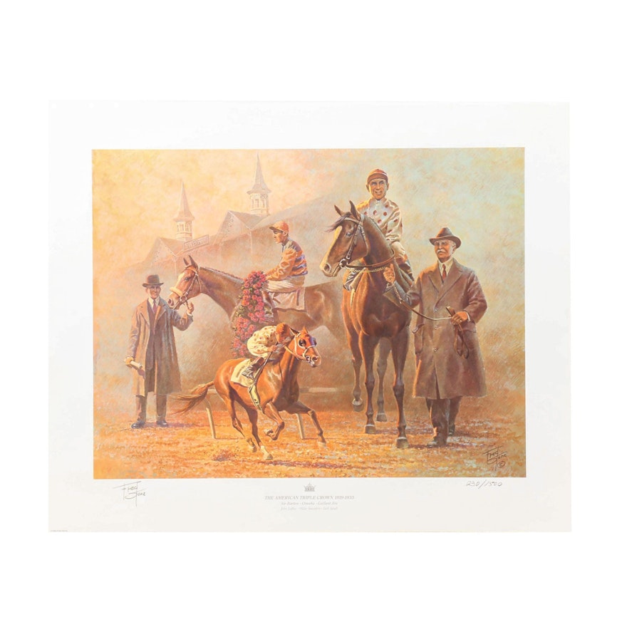 Fred Stone Offset Lithograph "The American Triple Crown 1919-1935"