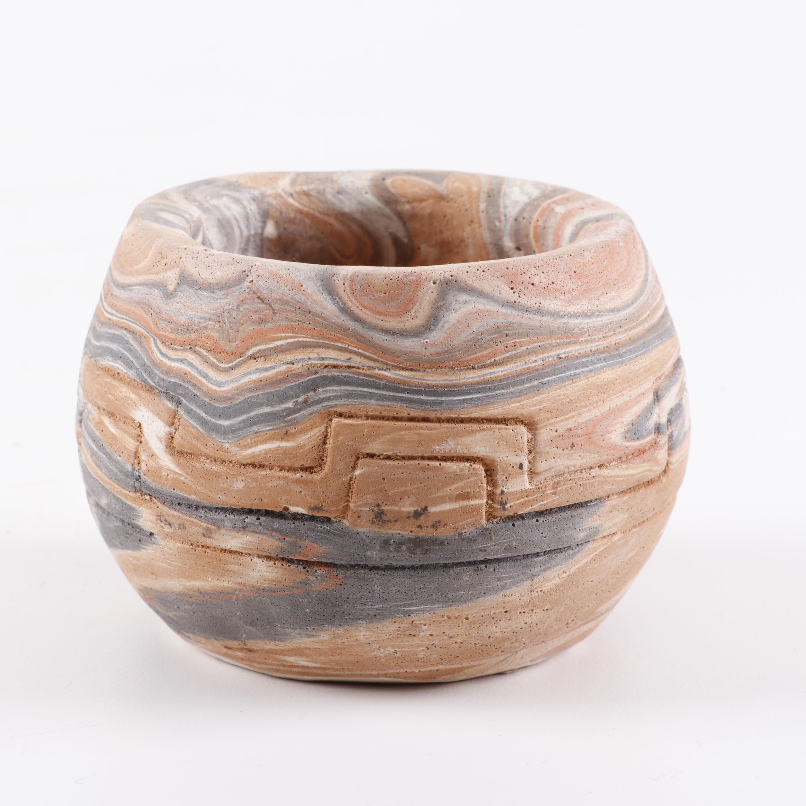 Native American and Native American Style Pottery with Woven Basket and Minerals