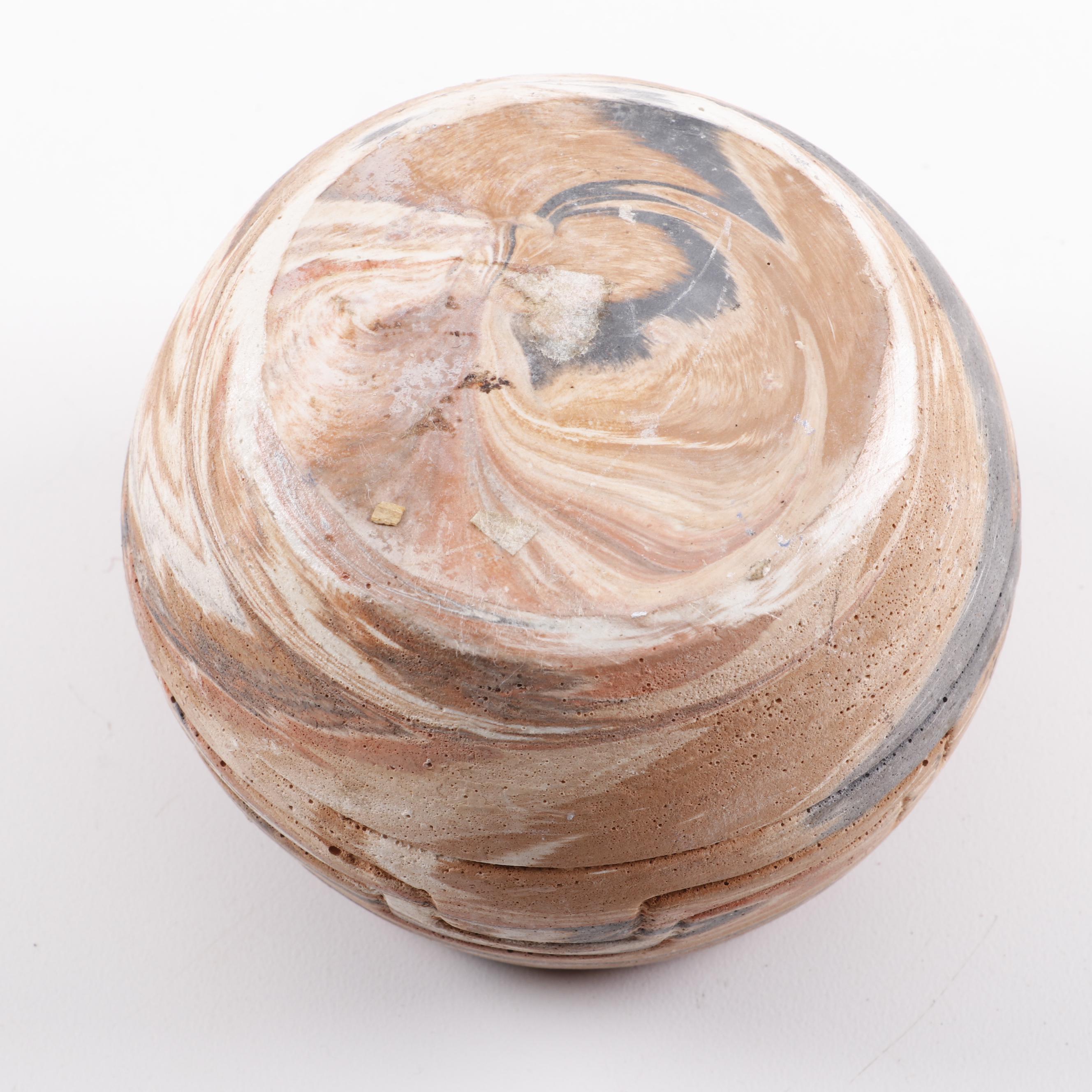 Native American and Native American Style Pottery with Woven Basket and Minerals