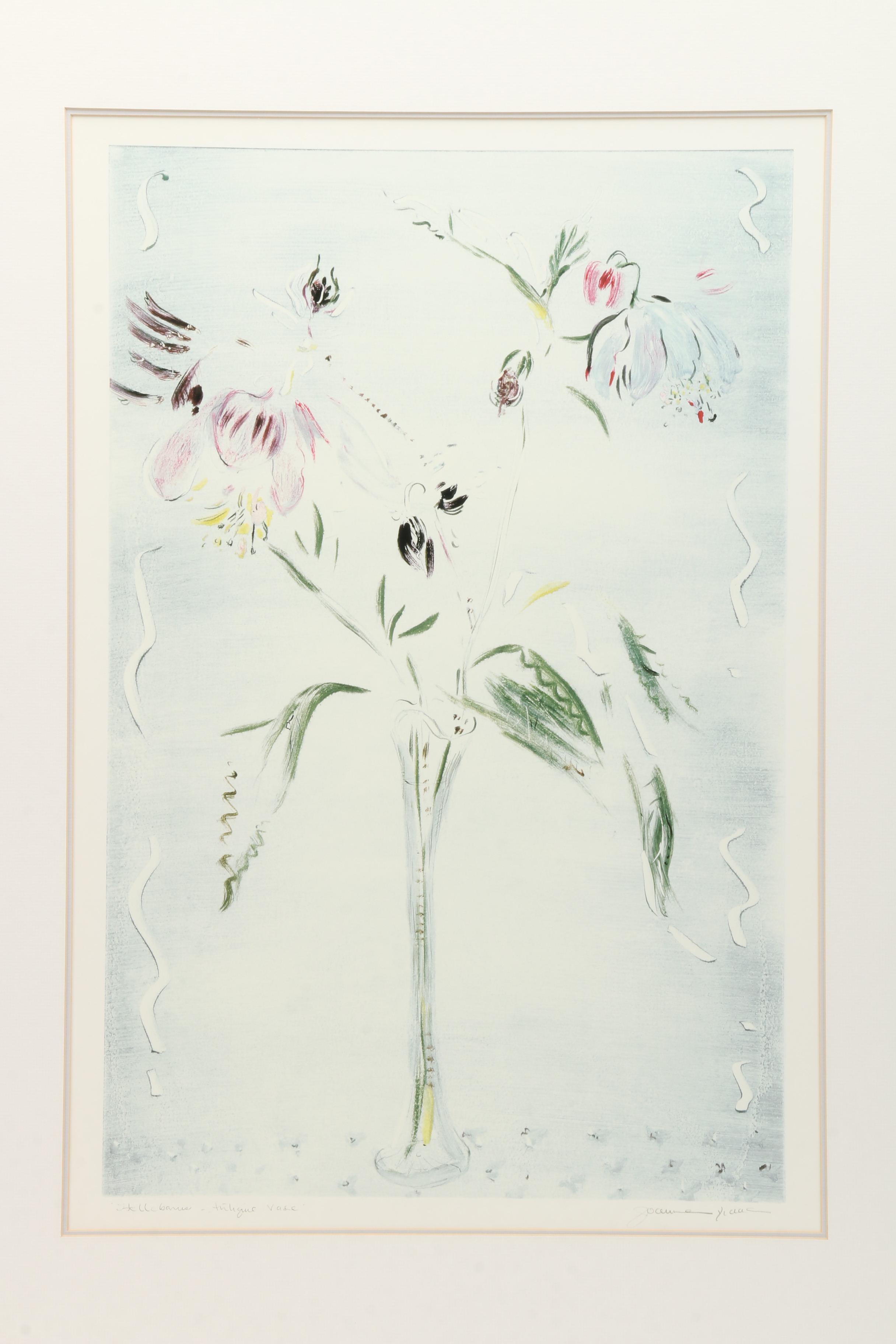 Joanne Isaac Offset Lithographs of Flowers in Vases