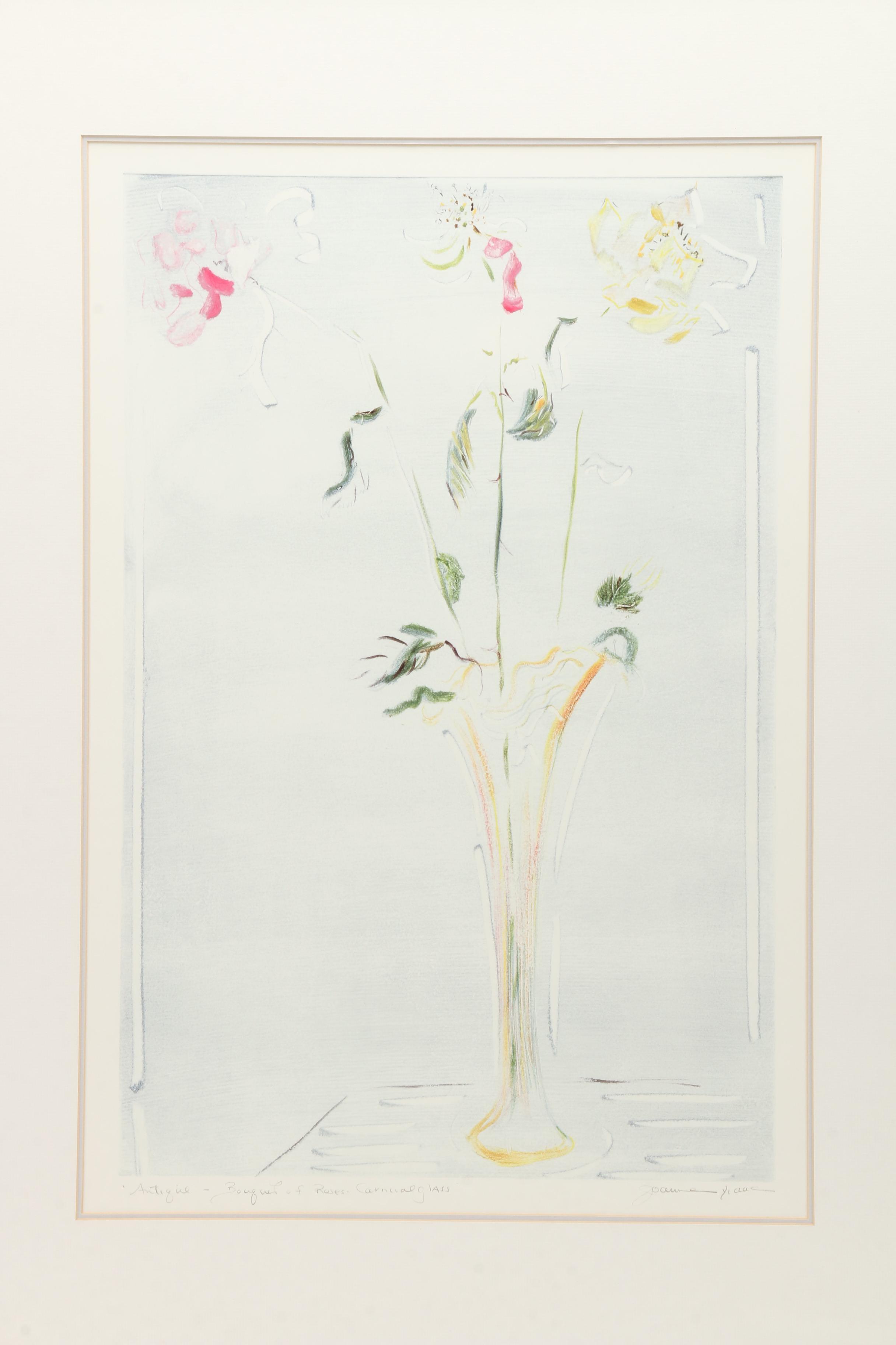 Joanne Isaac Offset Lithographs of Flowers in Vases