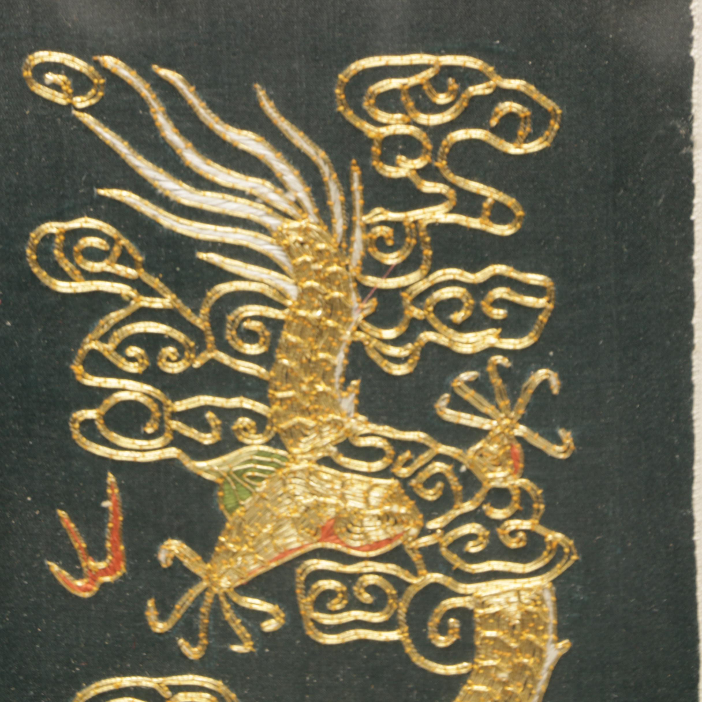 Chinese Dragon Motif Embroidery with Couching and Appliqué