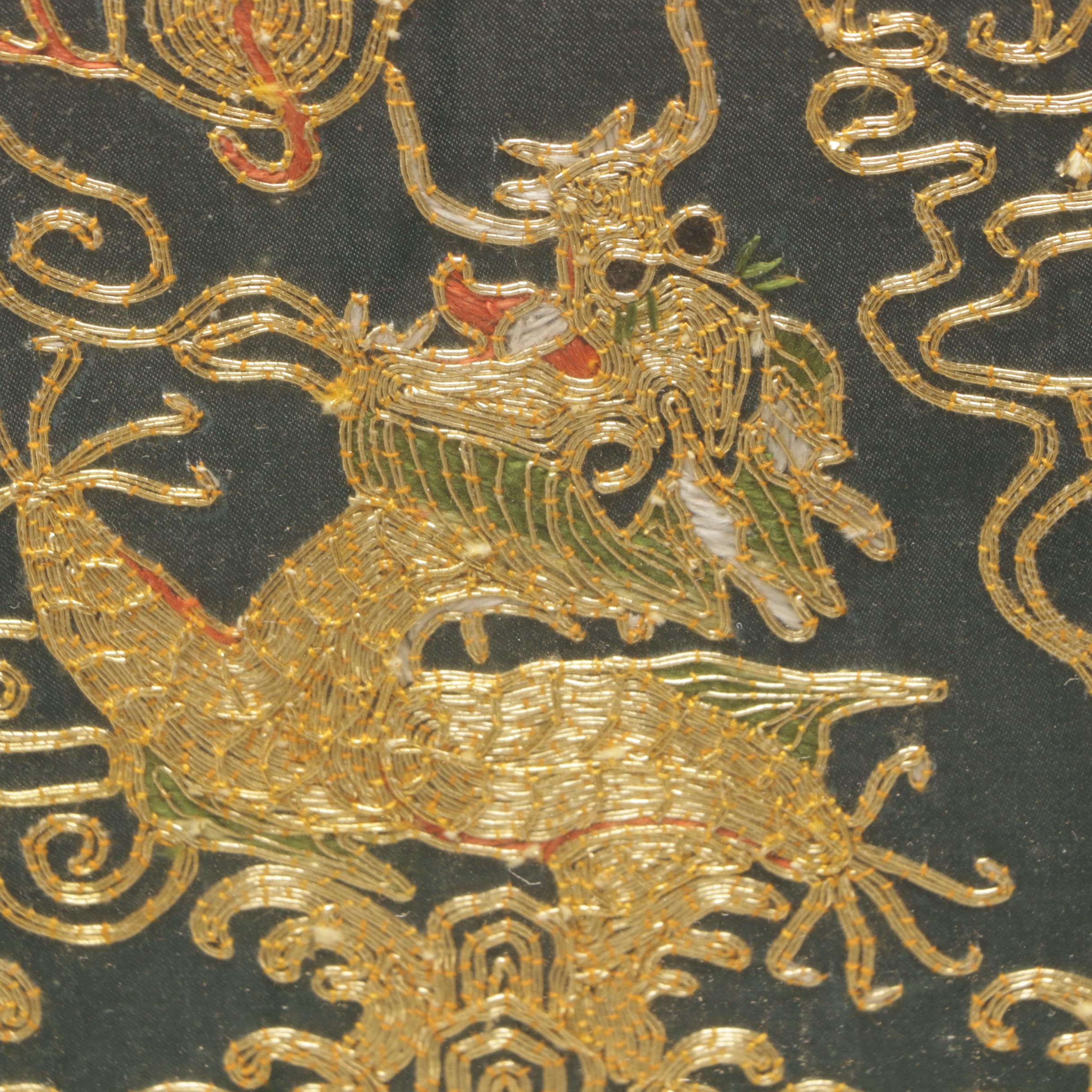 Chinese Dragon Motif Embroidery with Couching and Appliqué