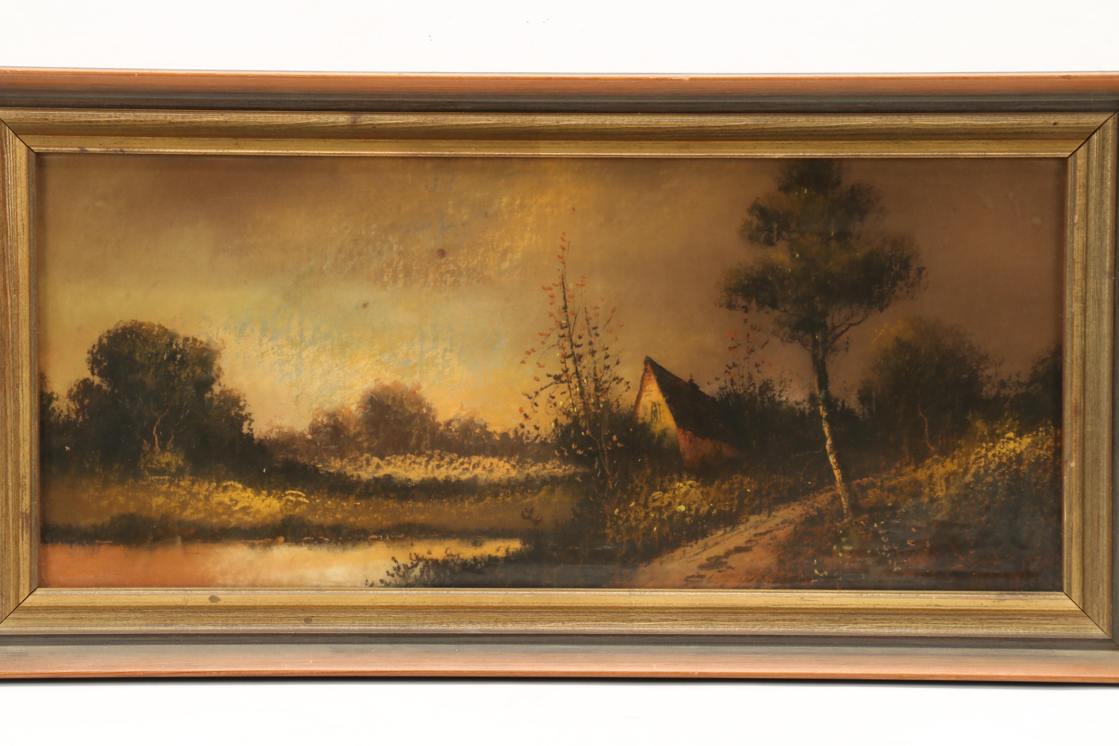 Early 20th Century Landscape Charcoal Drawing