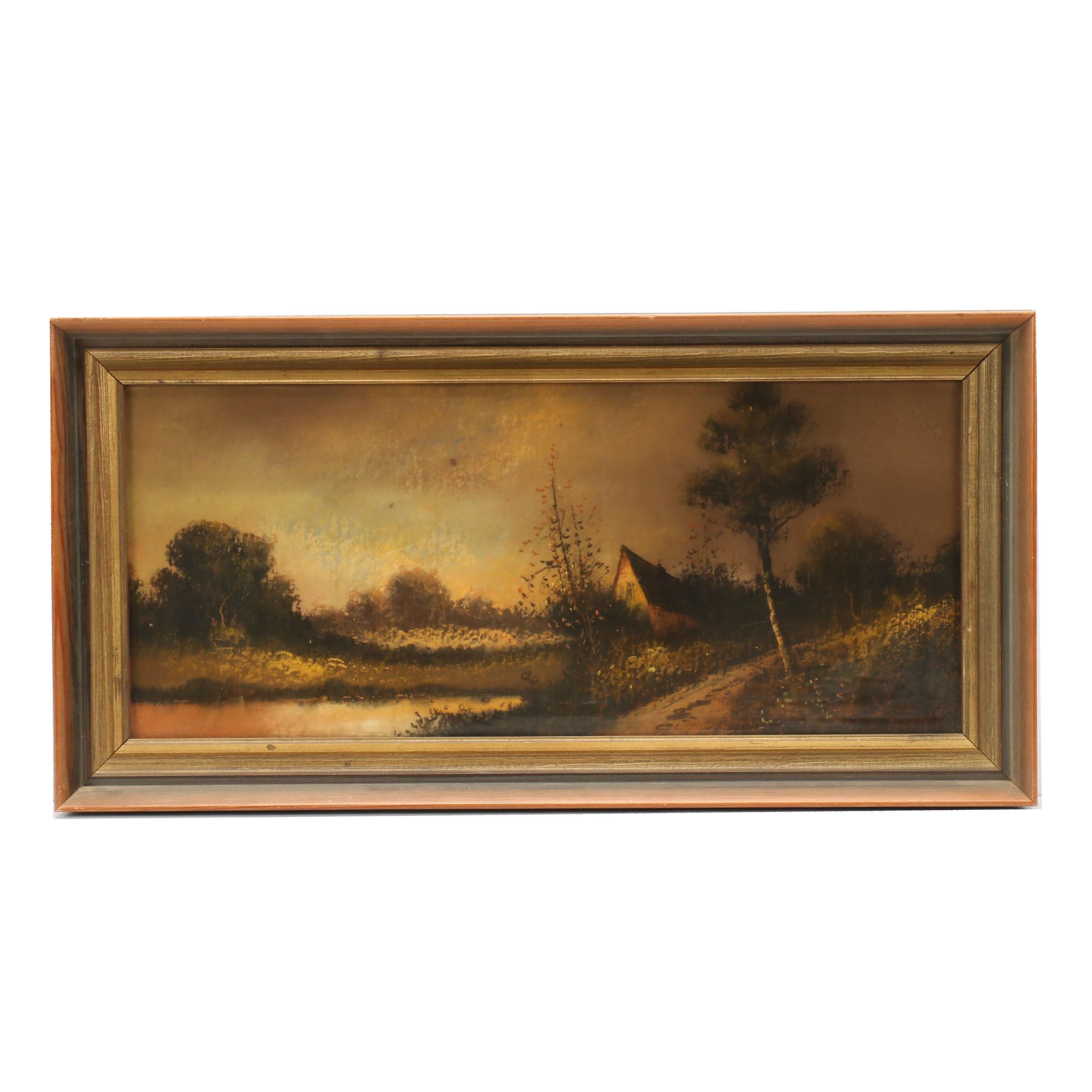 Early 20th Century Landscape Charcoal Drawing