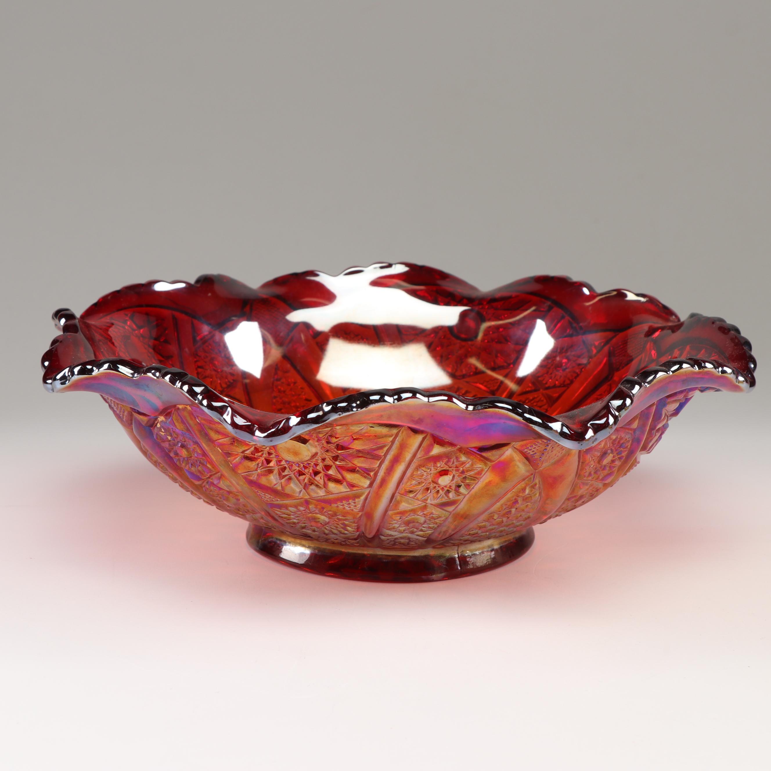 Green Depression Glass Serving Bowl with Other Glass Bowls, Mid-Century