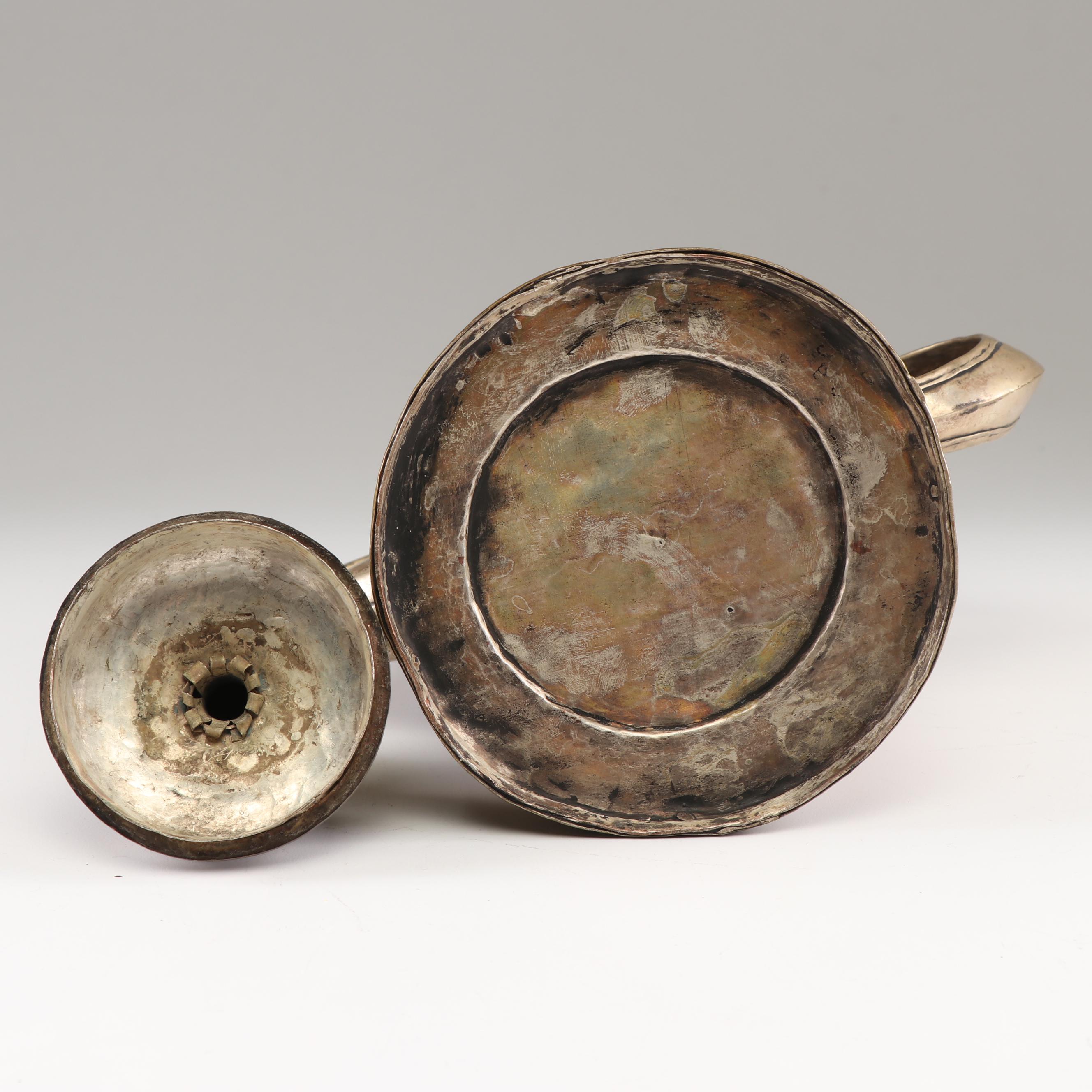 Bronze Toned Etched Metal Tea Pot with Handle