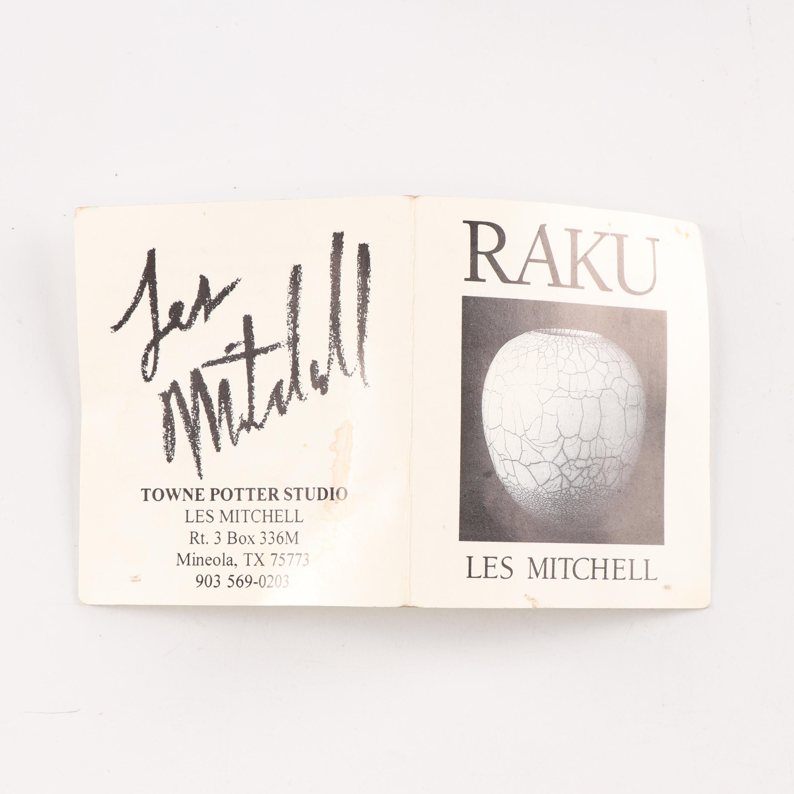 Les Mitchell Stoneware Copper Flashed Raku Vase, Late 20th Century