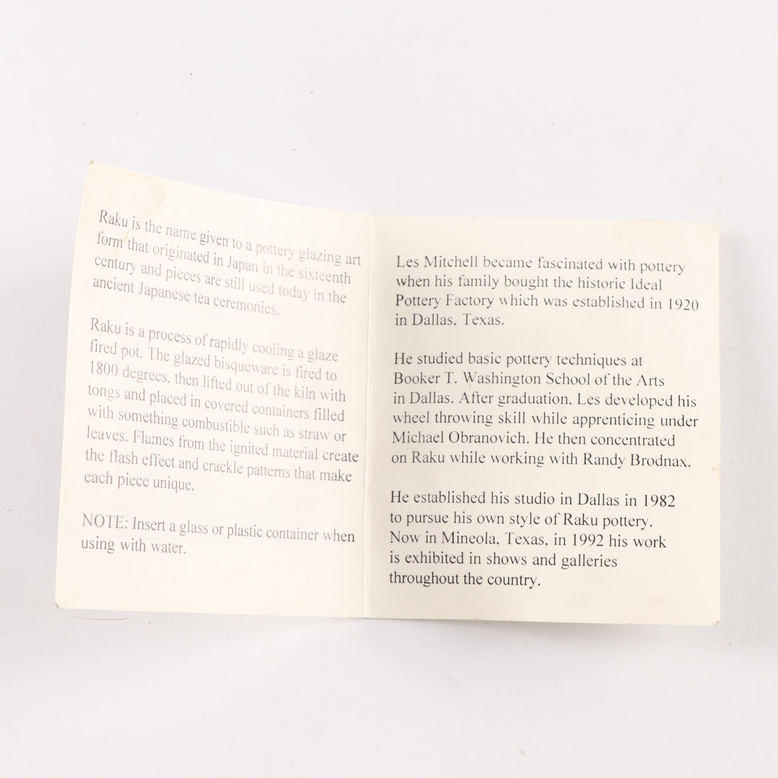 Les Mitchell Stoneware Copper Flashed Raku Vase, Late 20th Century