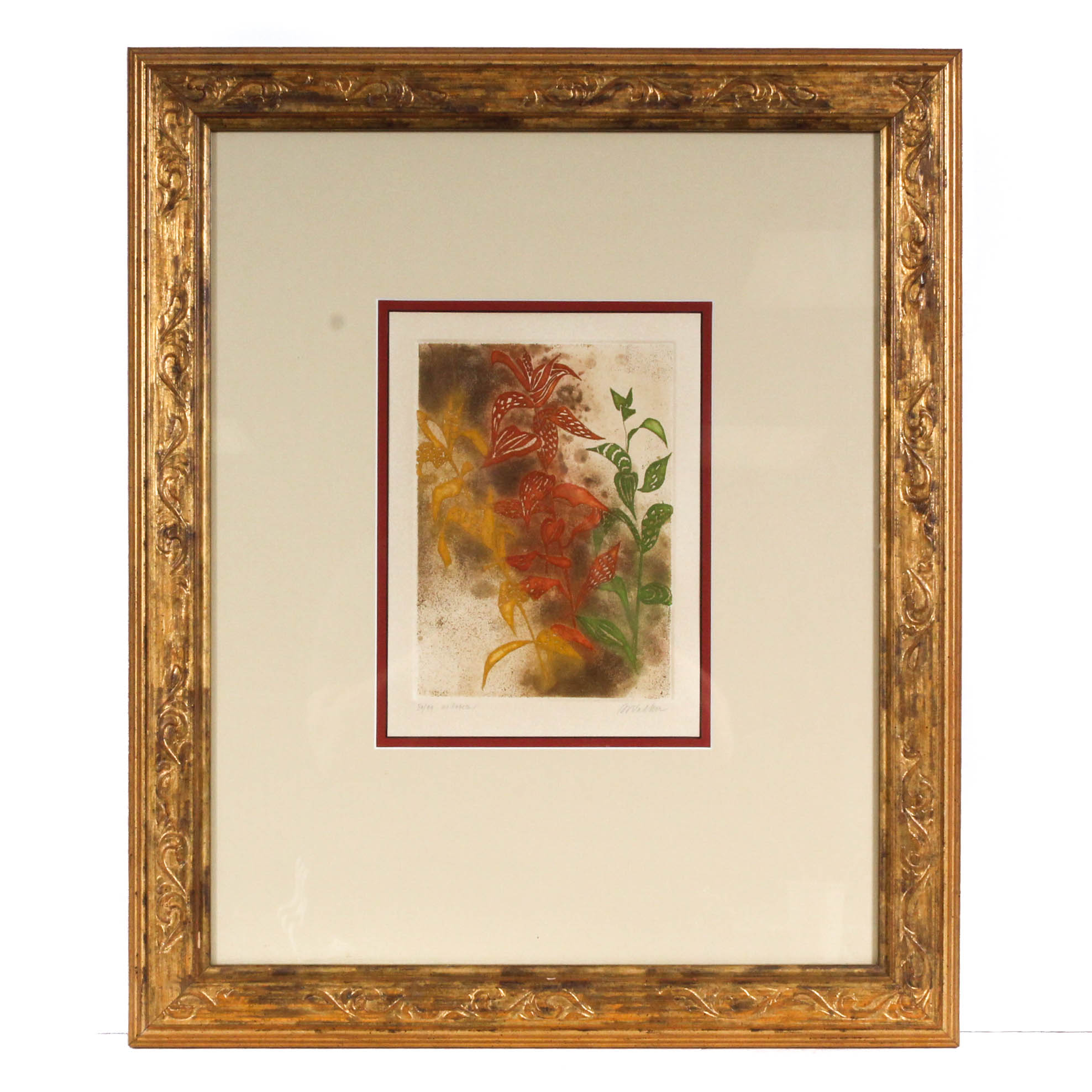 M. Walker Embossed Etching "October I"