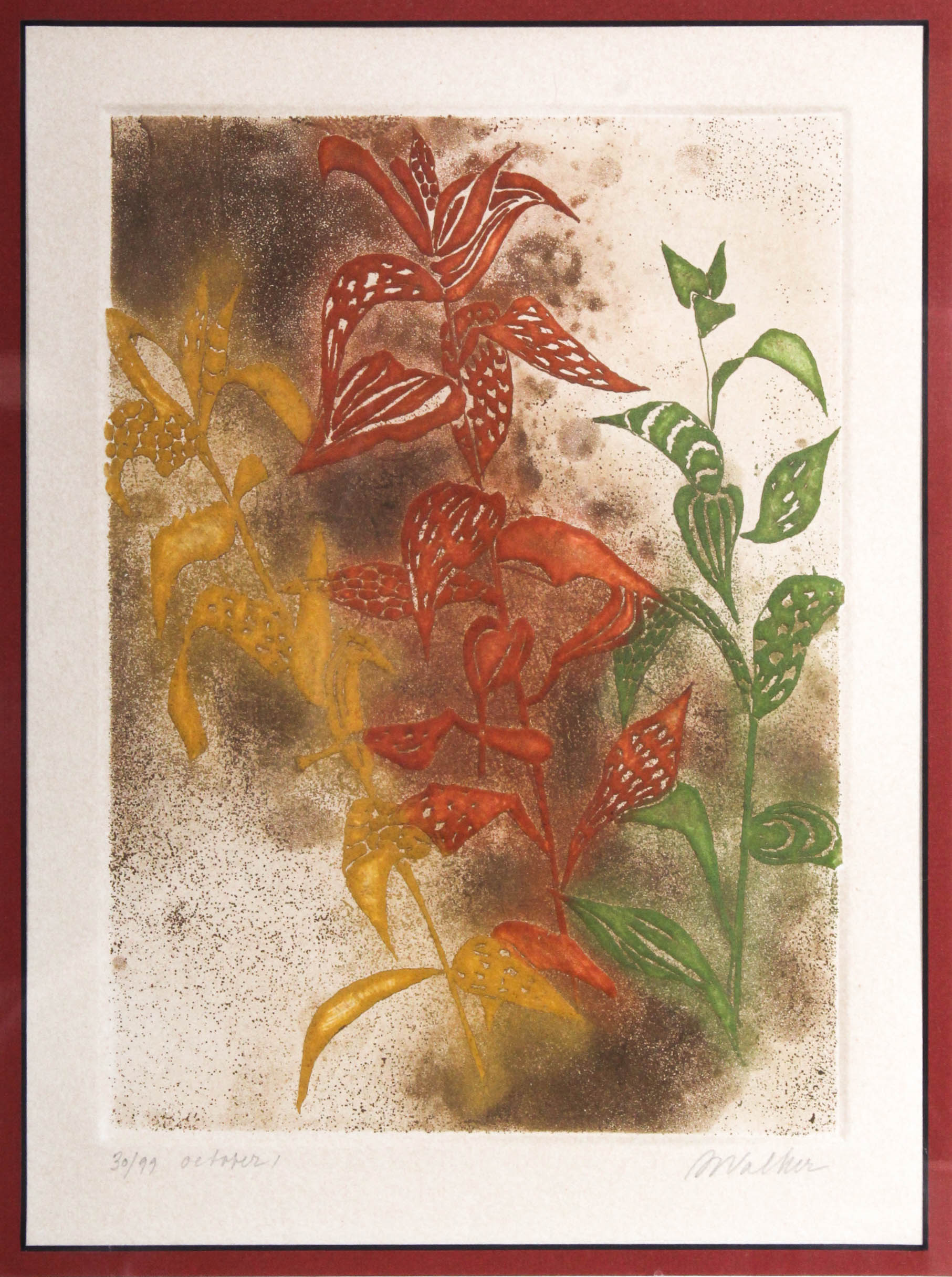 M. Walker Embossed Etching "October I"