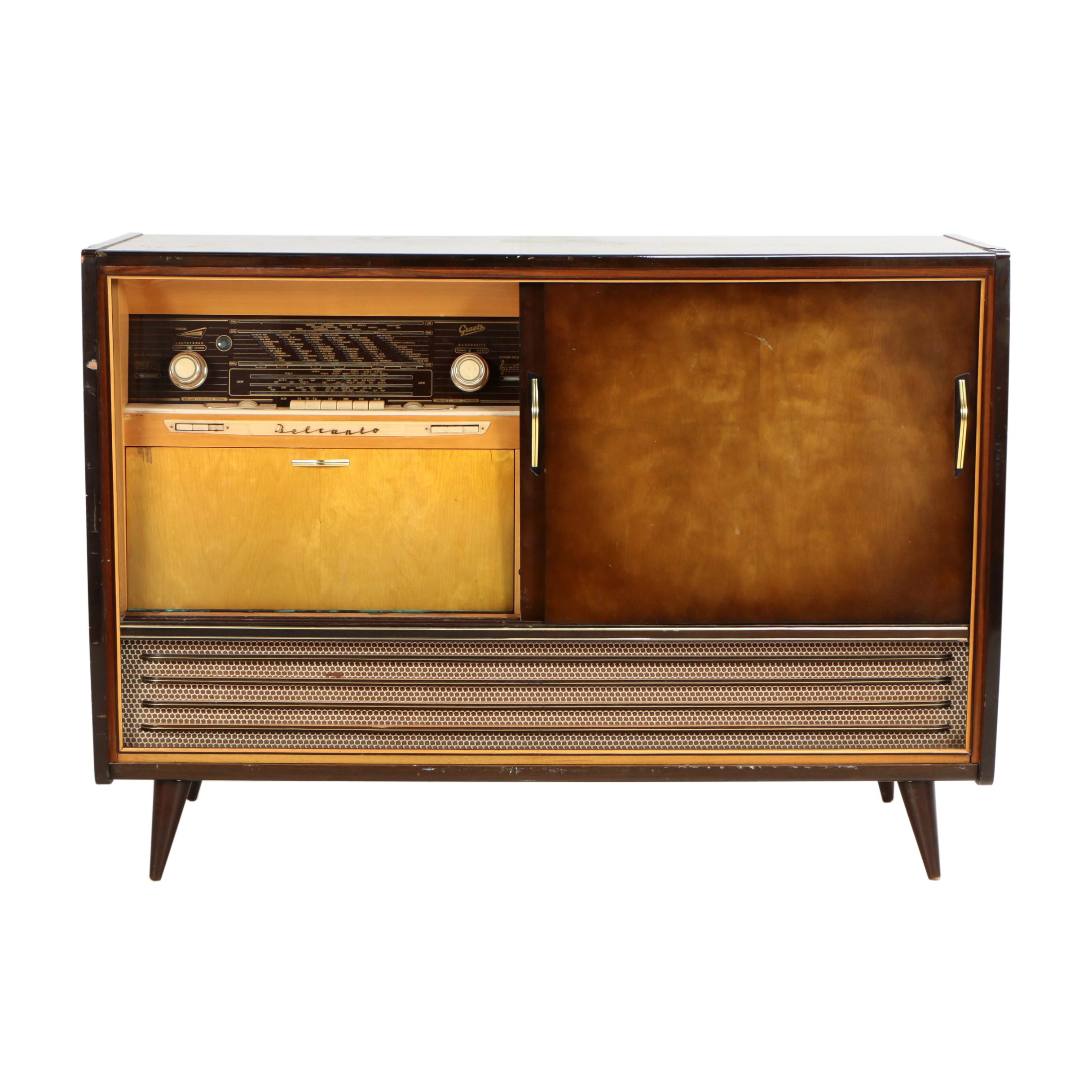 Mid Century Modern Graetz "Belcanto" Radio Phonograph Cabinet, 1960s