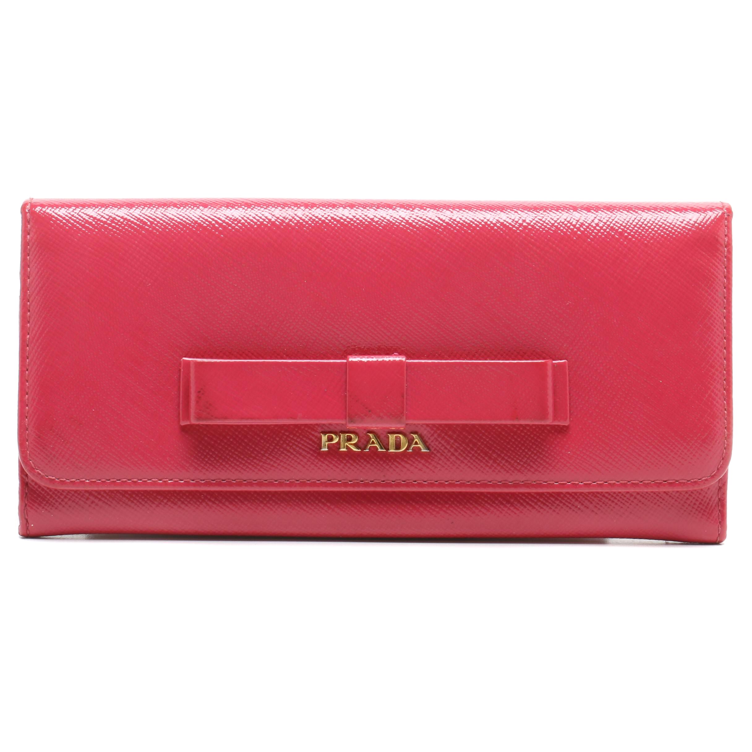 Prada Pink Glazed Saffiano Leather Wallet