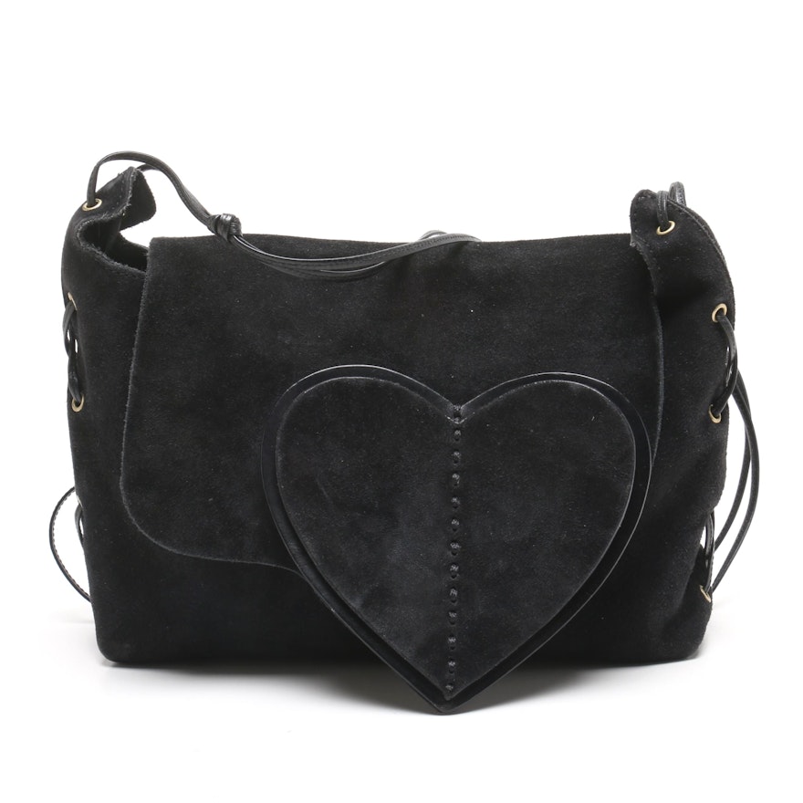 Gucci Black Suede Heart Shoulder Bag Designed by Tom Ford